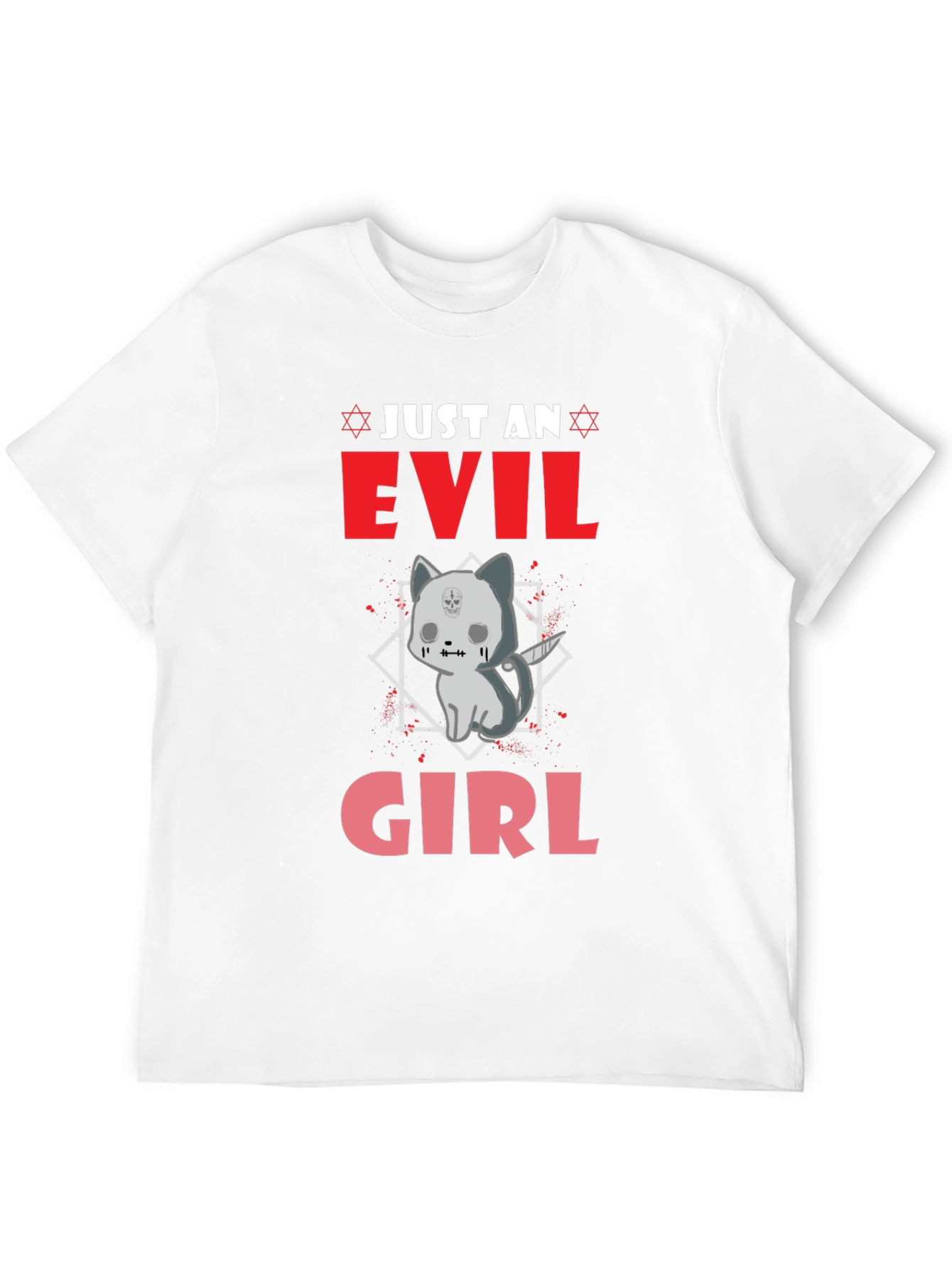 Evil Girl Kitten Graphic T-Shirt