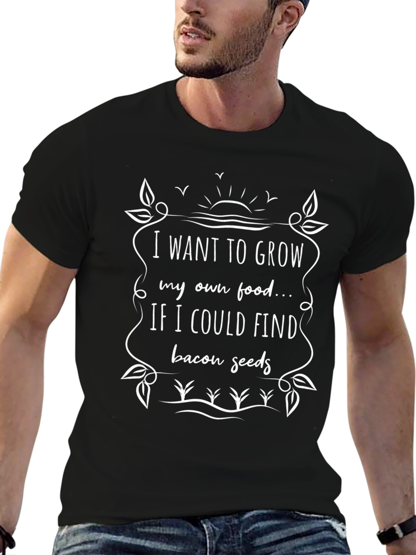 Funny Bacon Seeds T-Shirt: Grow Your Own Food!