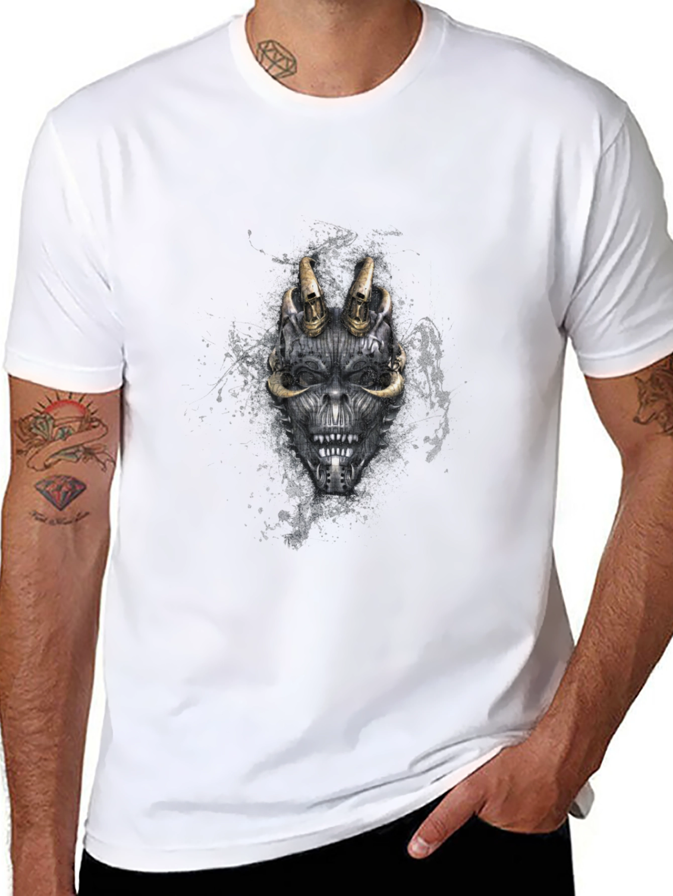 Skull Mask Graphic Black T-Shirt