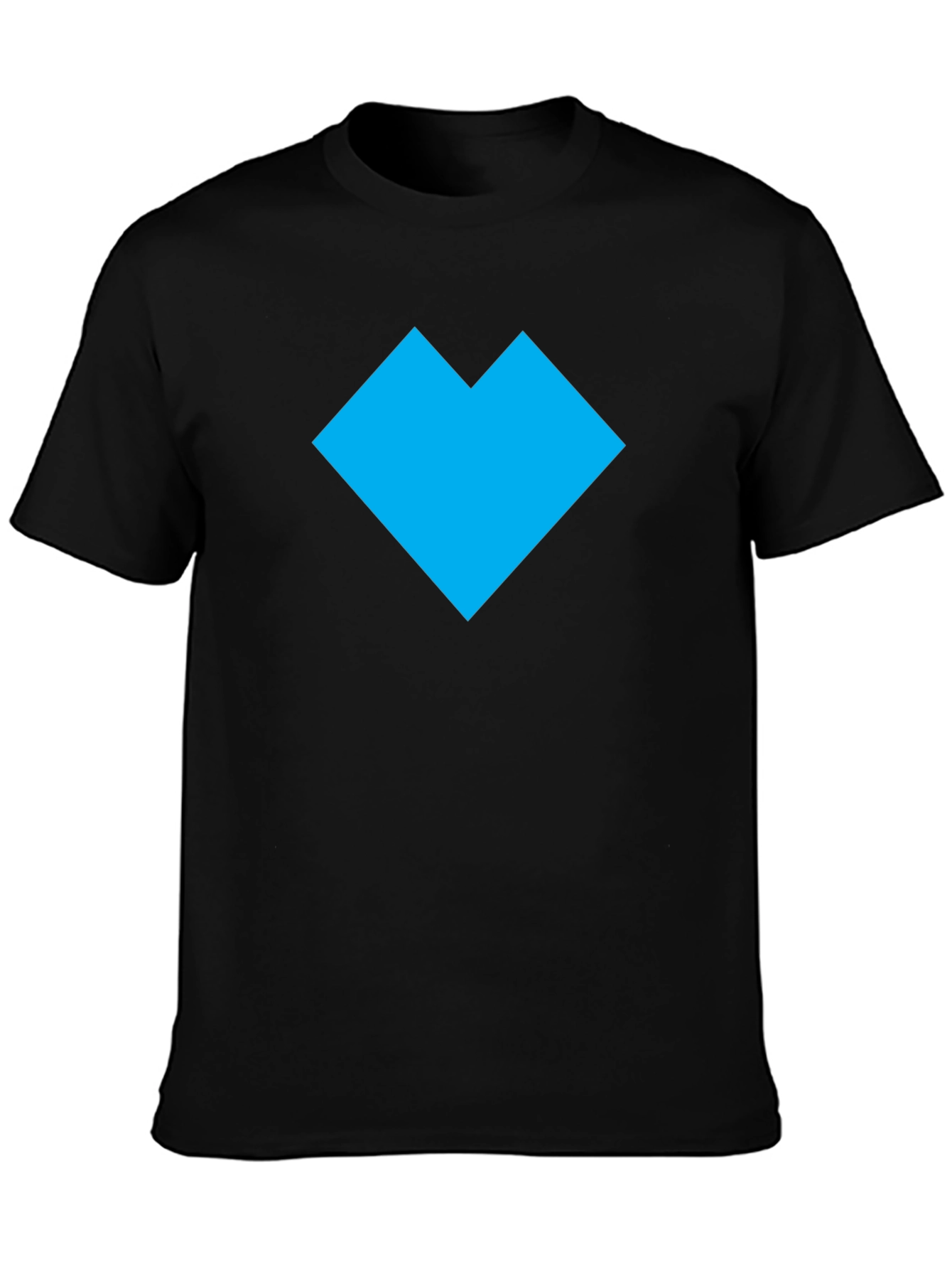 Modern Geometric Heart T-Shirt - Casual Black Tee