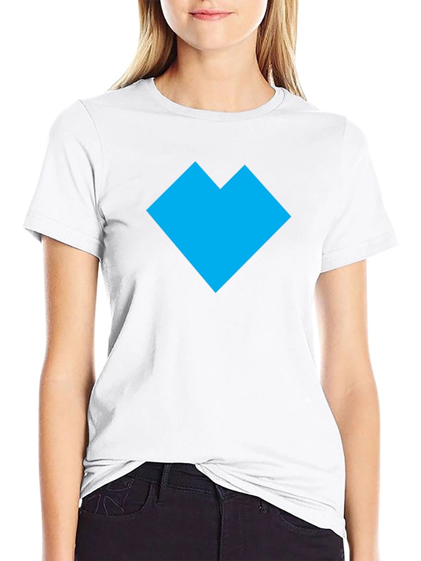Modern Geometric Heart T-Shirt - Casual Black Tee