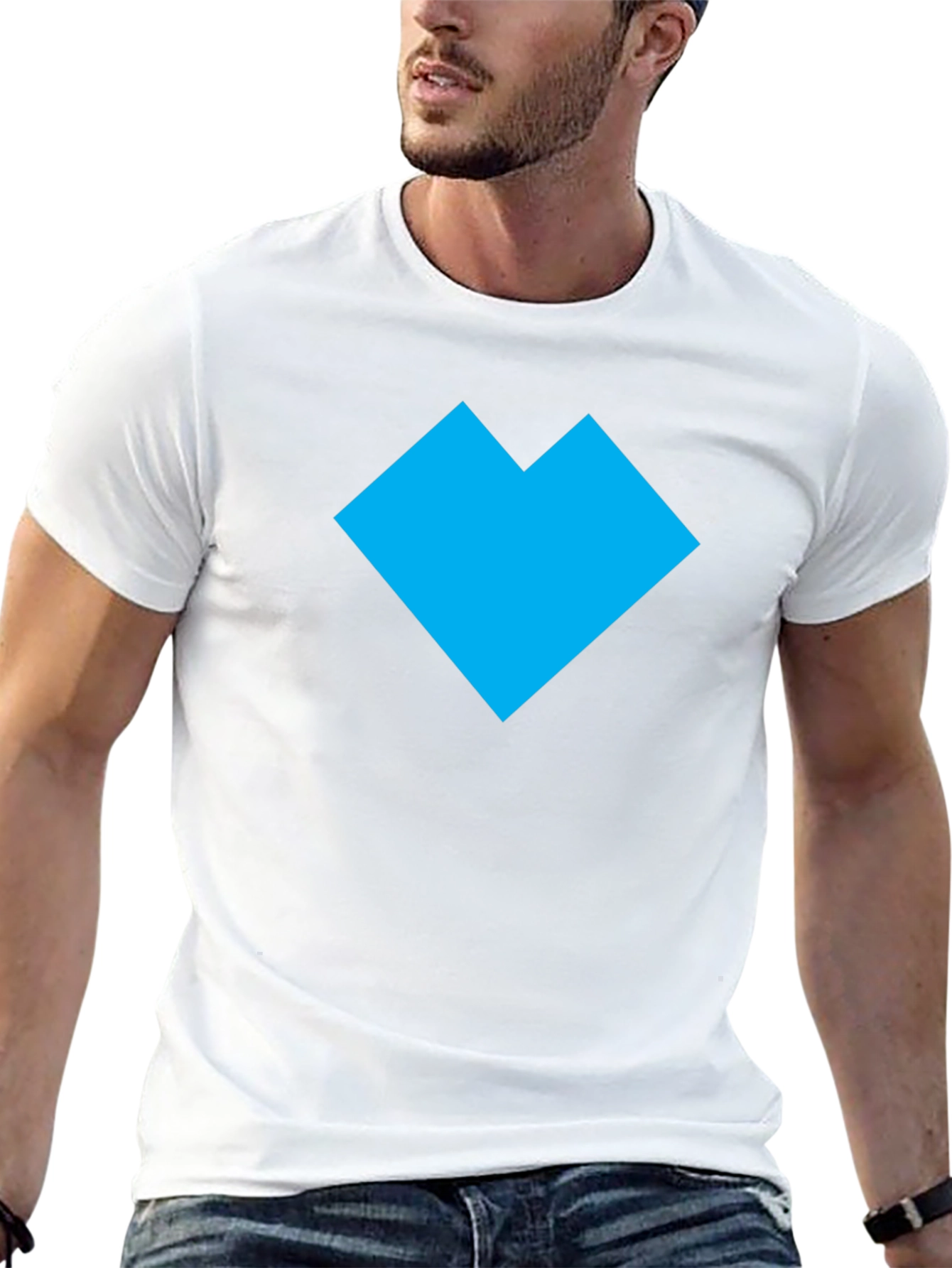 Modern Geometric Heart T-Shirt - Casual Black Tee