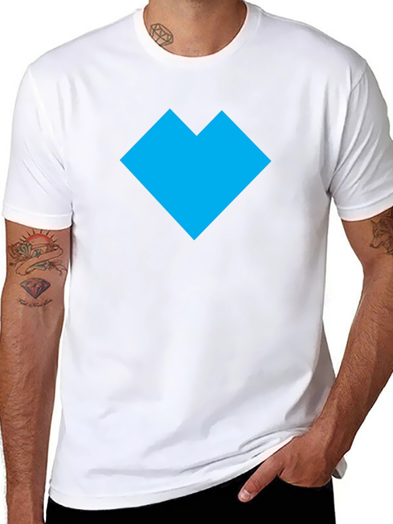 Modern Geometric Heart T-Shirt - Casual Black Tee