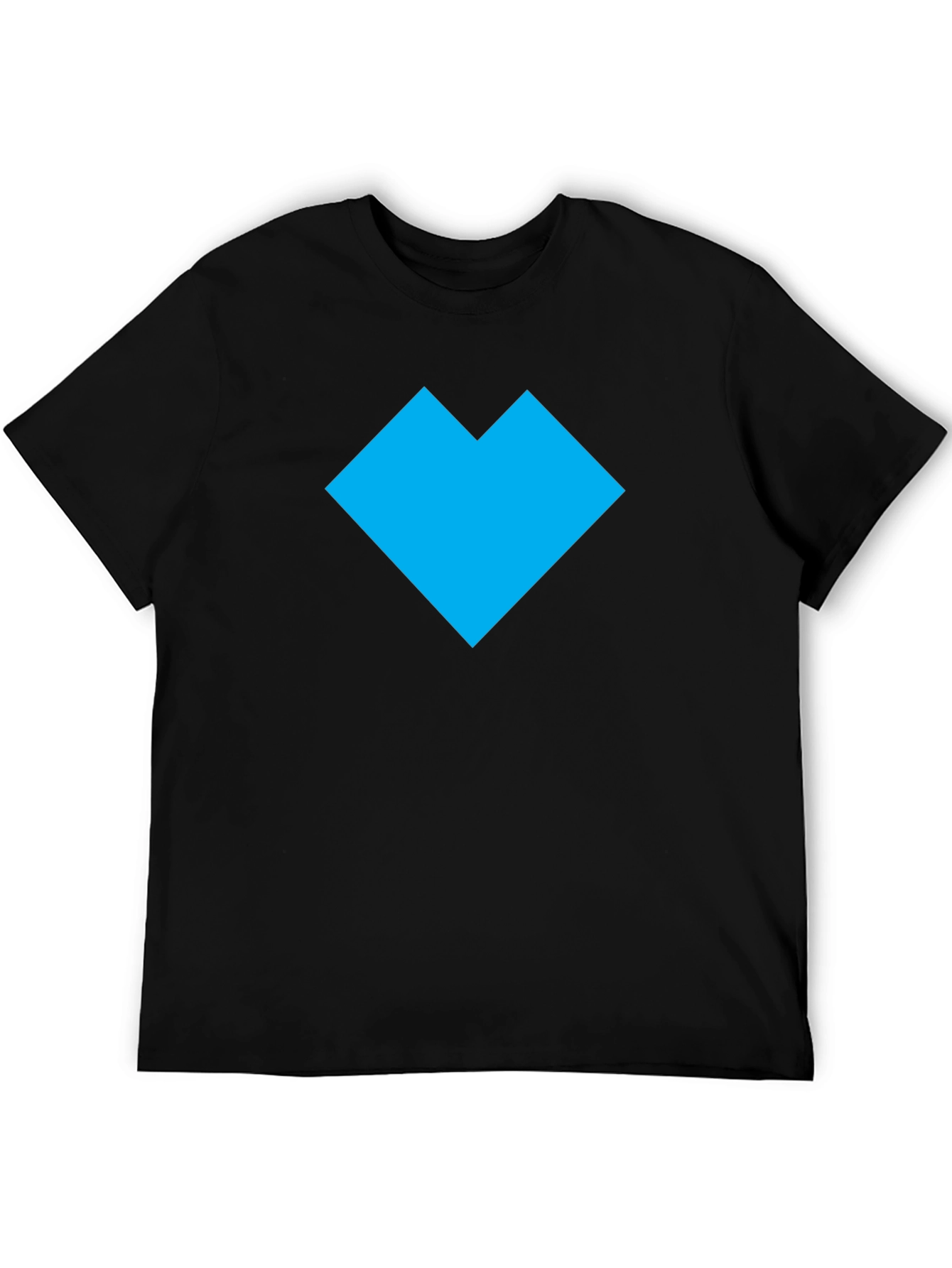 Modern Geometric Heart T-Shirt - Casual Black Tee