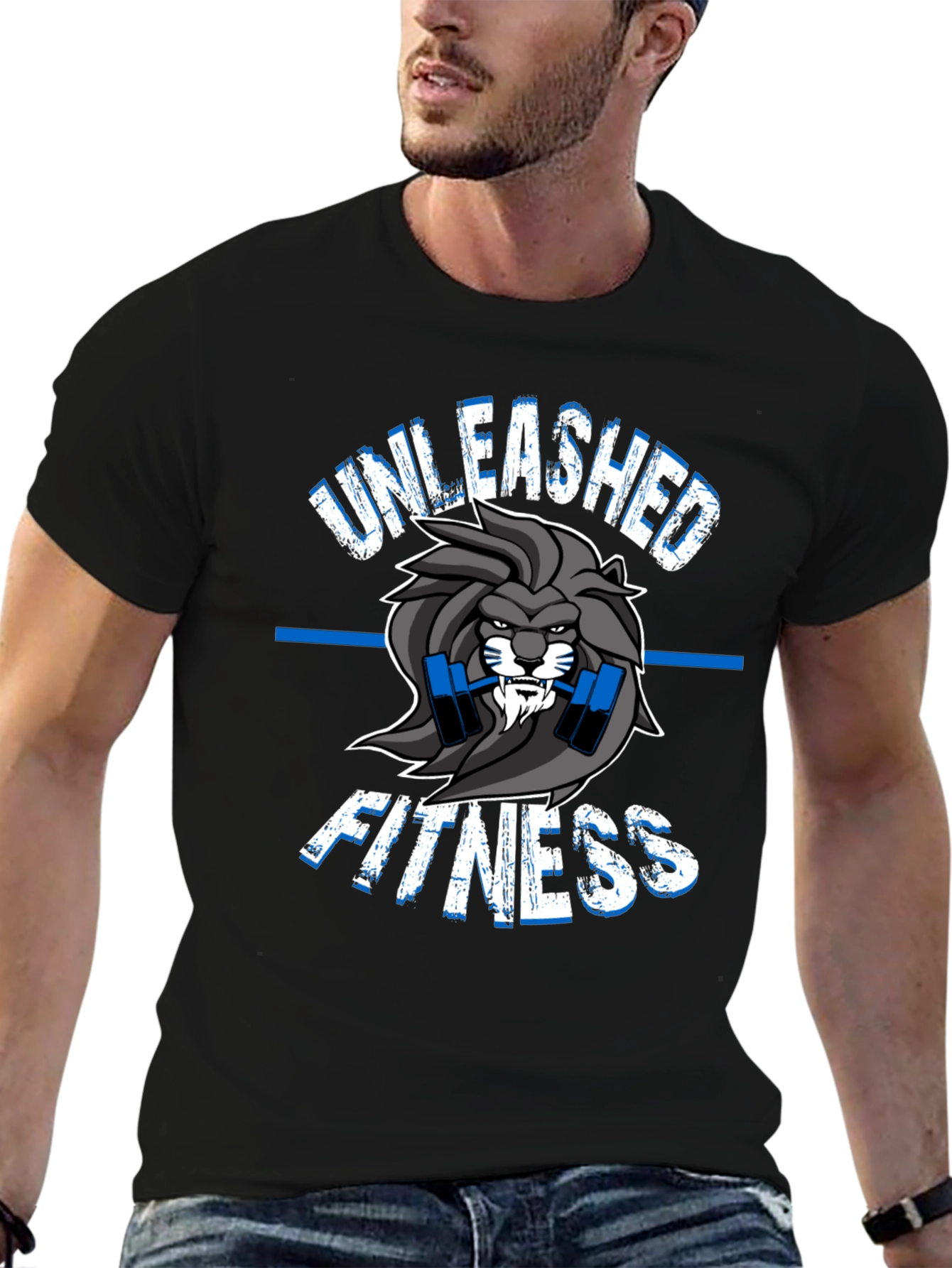 Unleashed Fitness Lion Graphic T-Shirt - Gym Wear