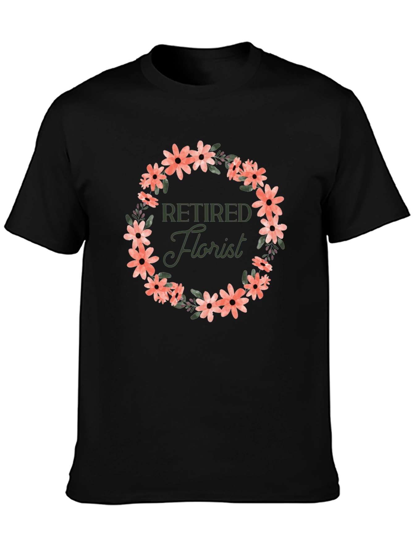 Retired Florist Flower Wreath Graphic T-Shirt