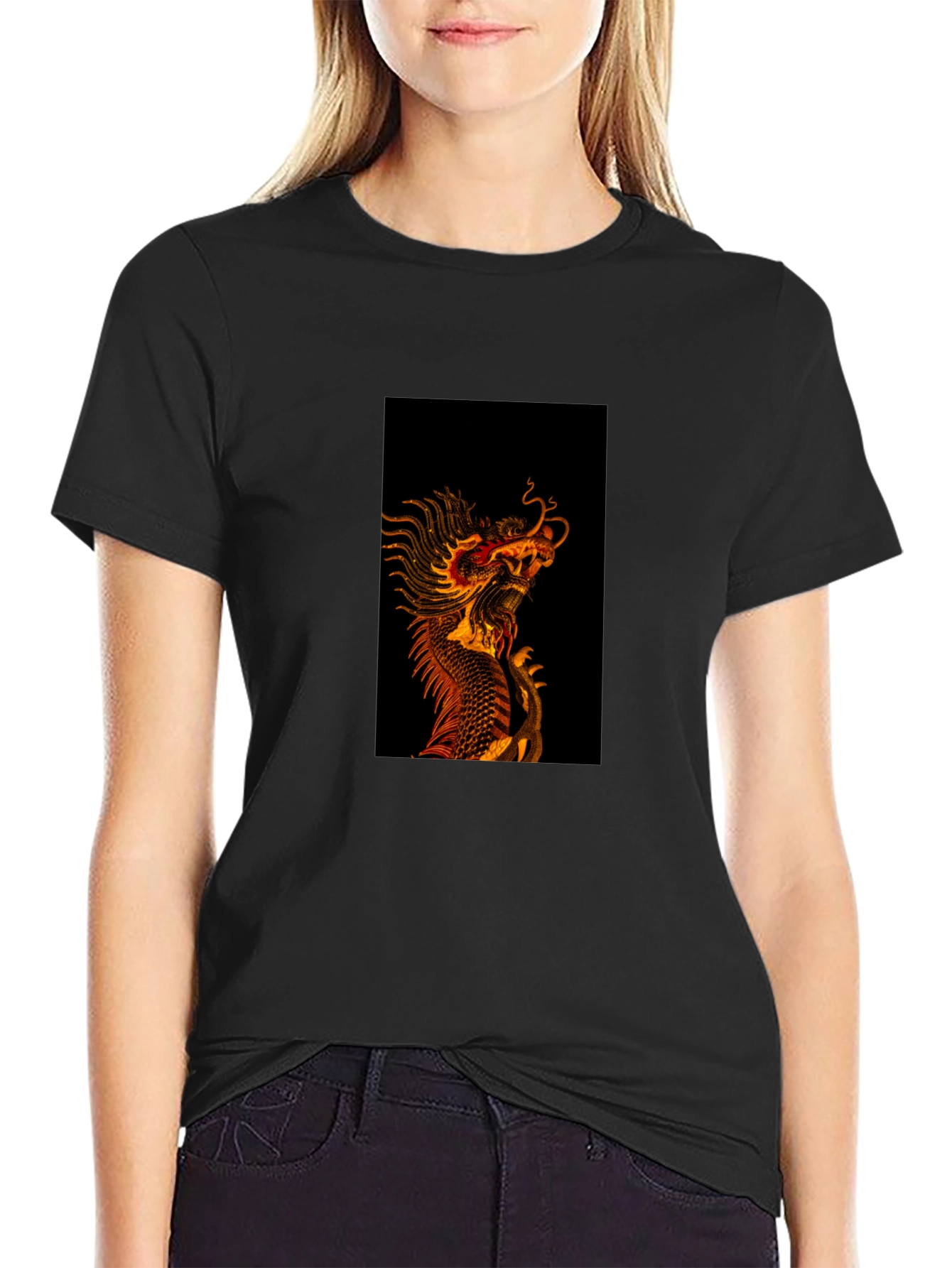 Dragon Graphic Tee - Black Cotton Blend