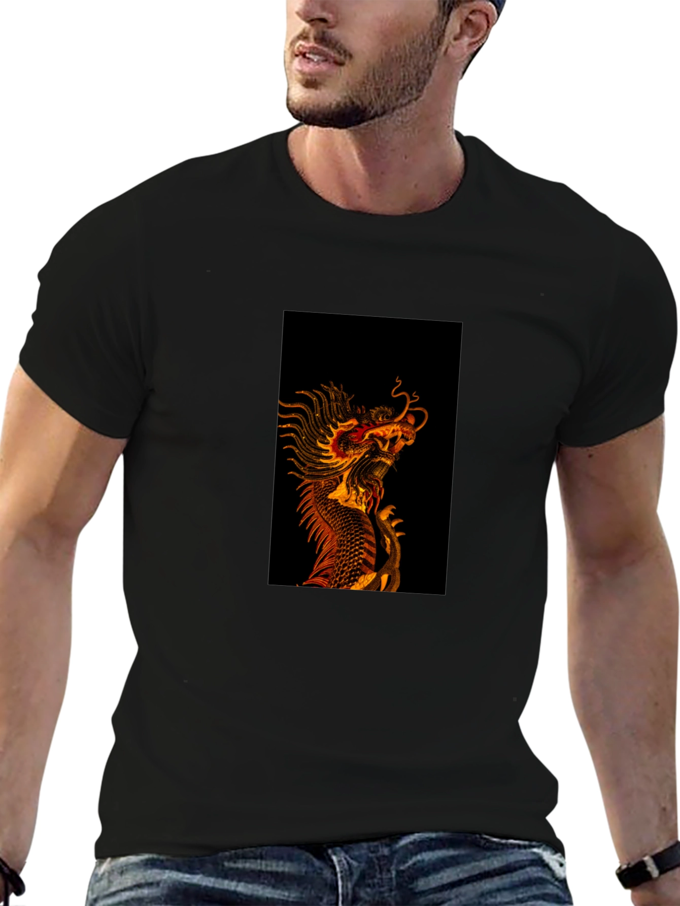 Dragon Graphic Tee - Black Cotton Blend