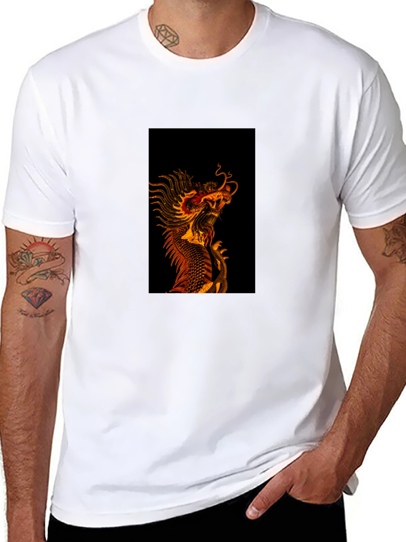Dragon Graphic Tee - Black Cotton Blend