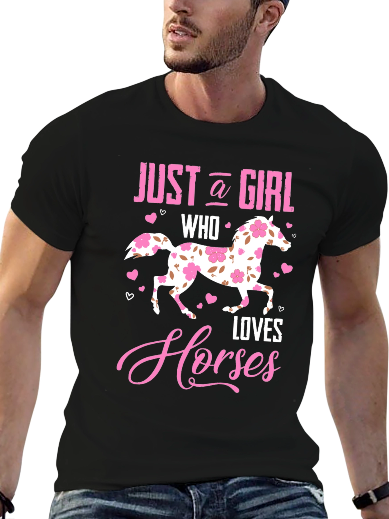 Just a Girl Who Loves Horses Black T-Shirt