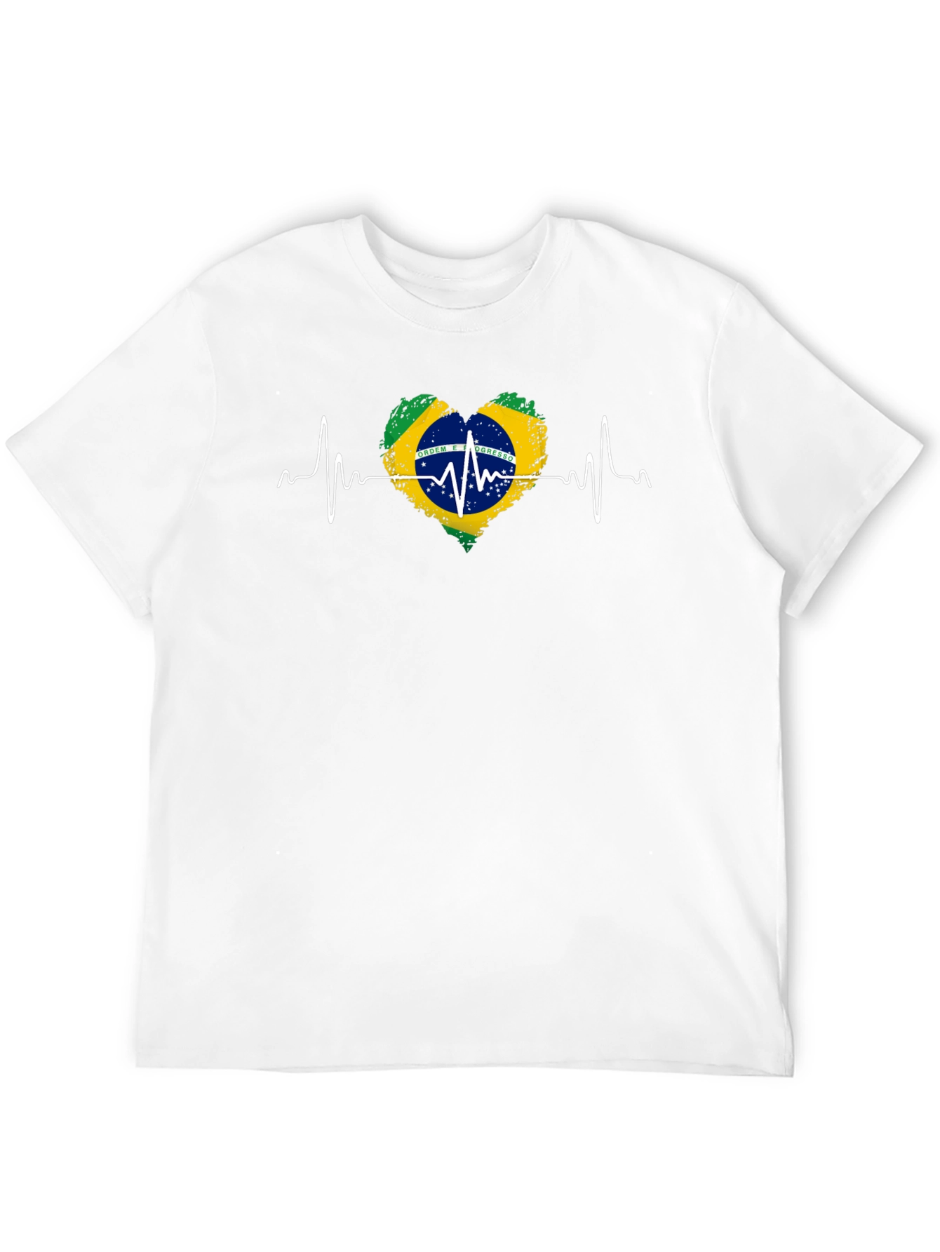 Brazil Flag Heartbeat T-Shirt