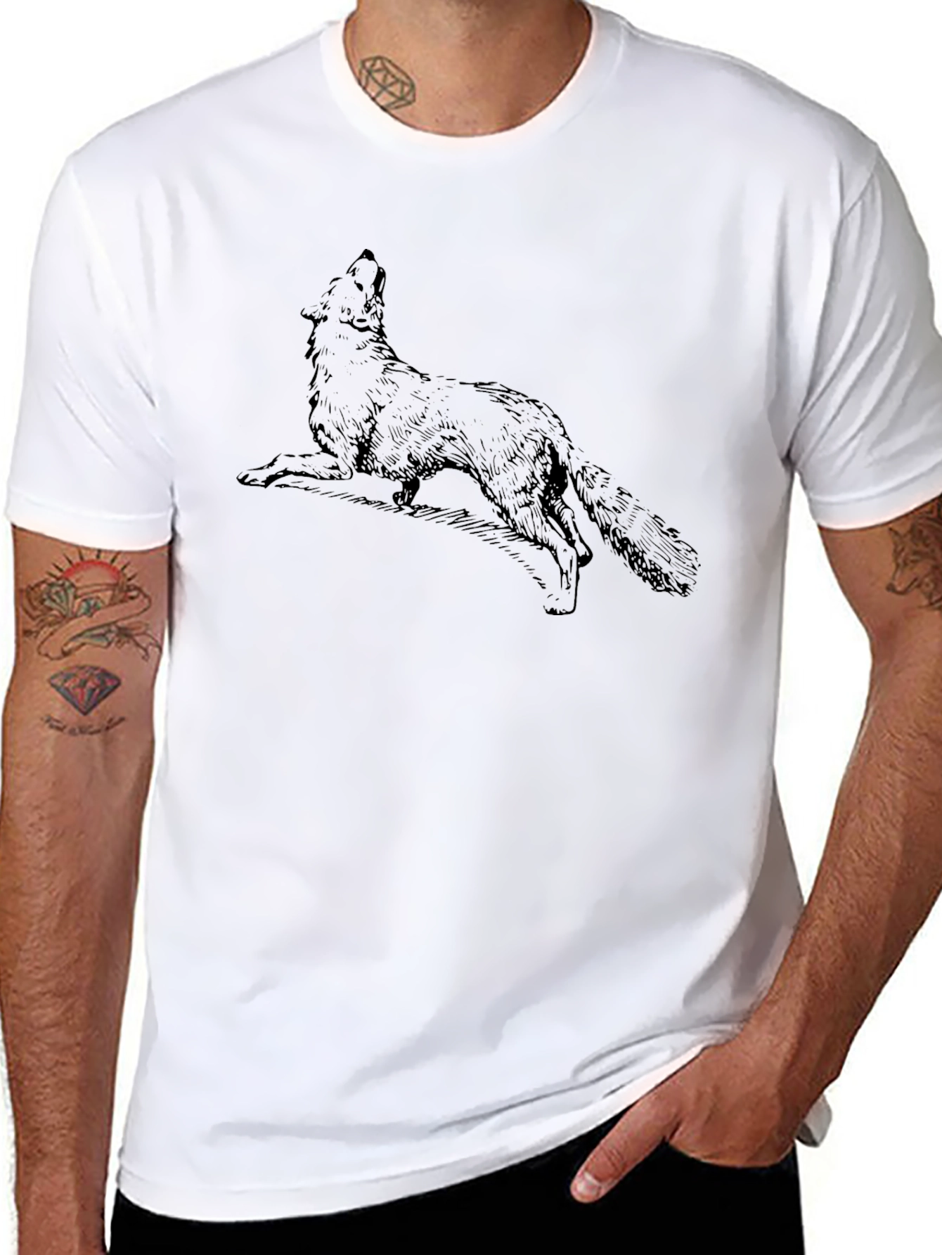 Black Wolf Graphic Tee - Mens Casual Style