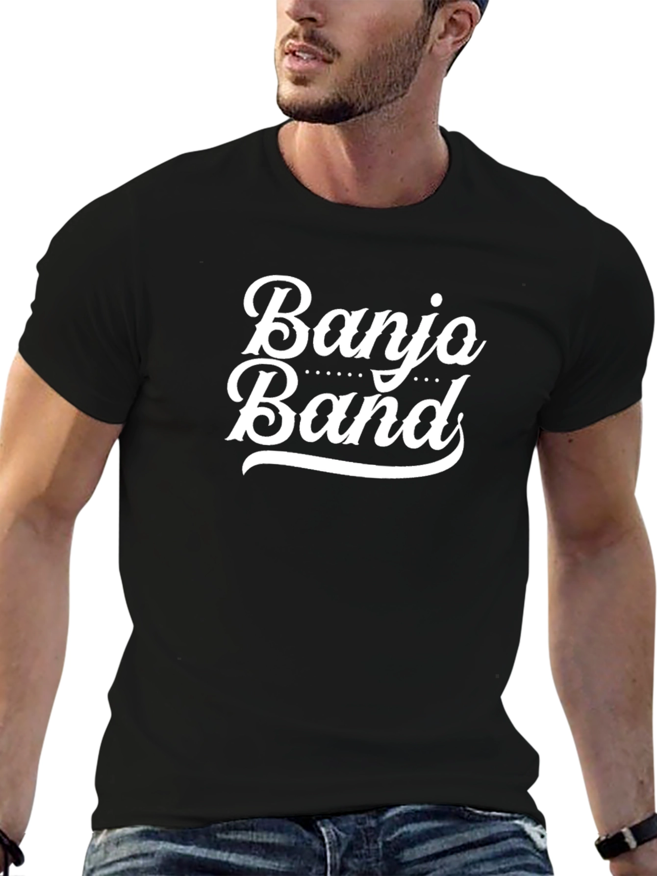 Banjo Band Graphic Tee - Black Cotton T-Shirt