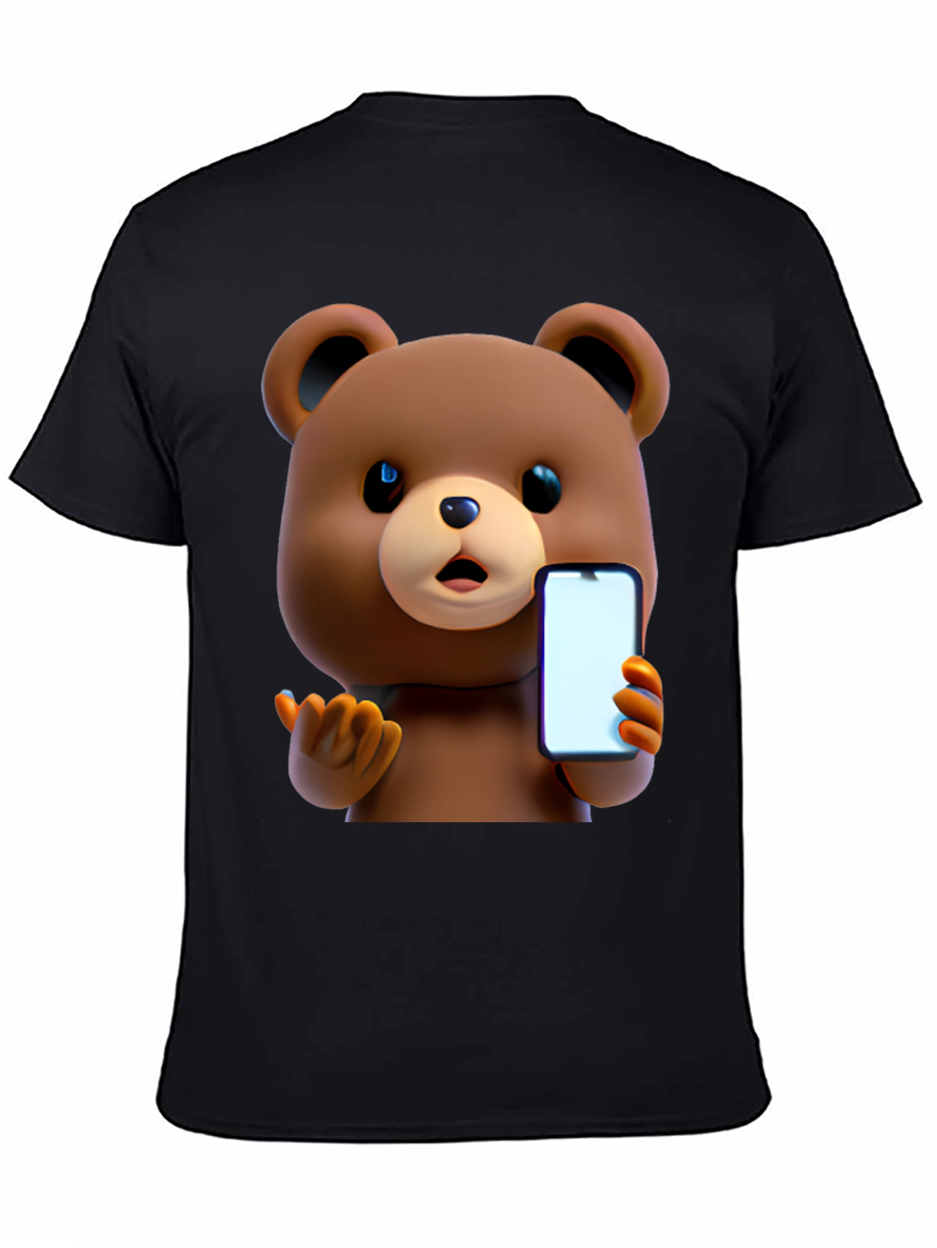 Cute Cartoon Bear Holding Phone T-Shirt
