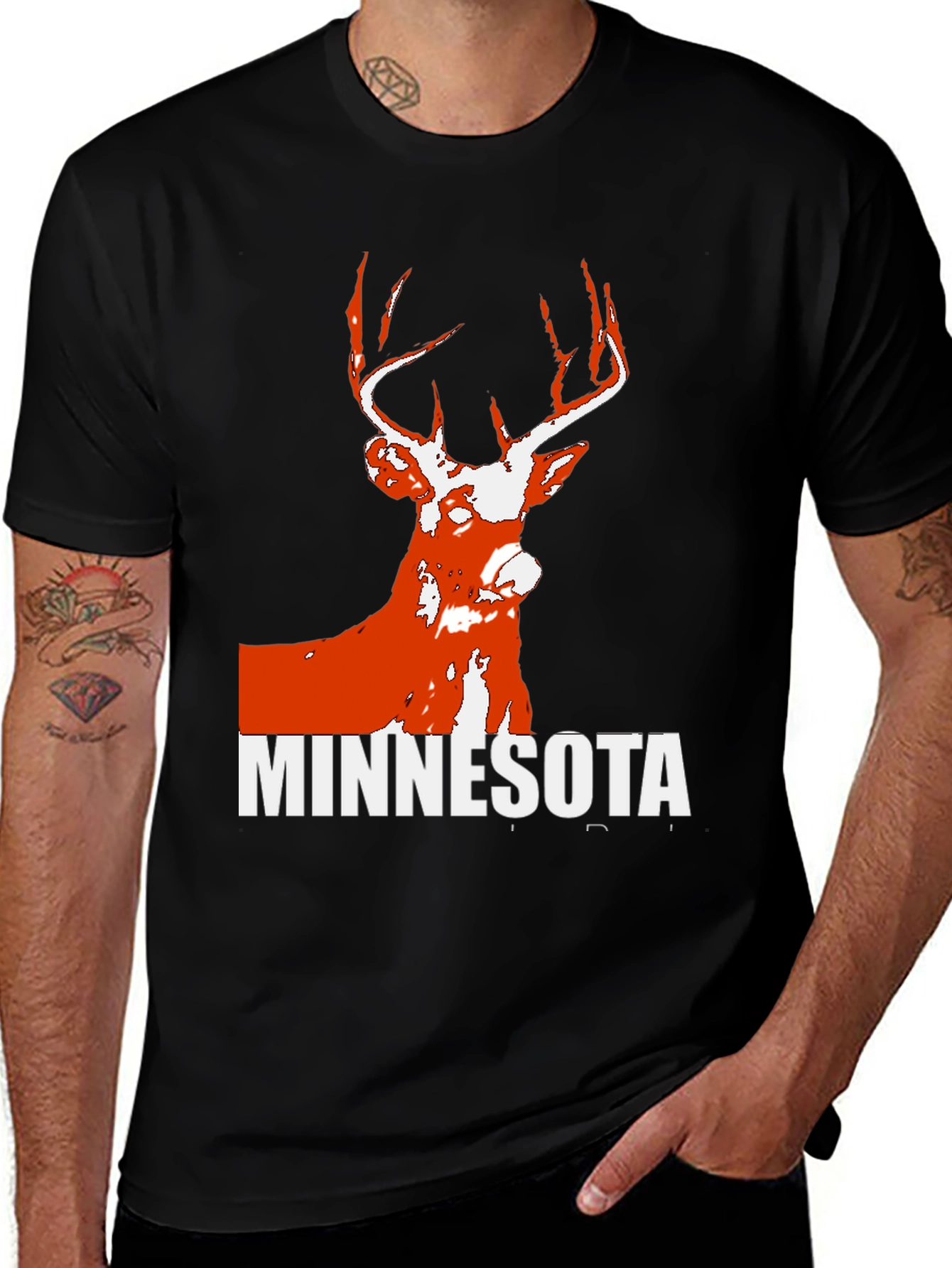 Minnesota Deer Graphic Tee - Black Cotton Blend