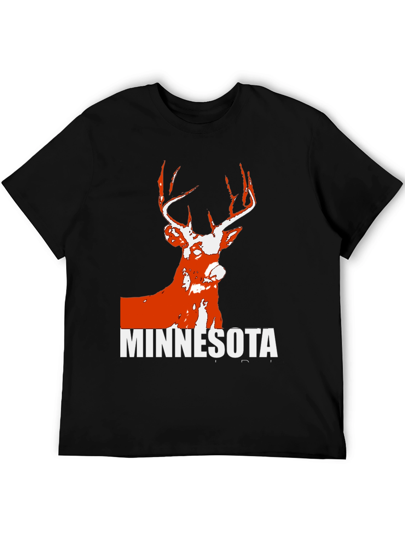 Minnesota Deer Graphic Tee - Black Cotton Blend
