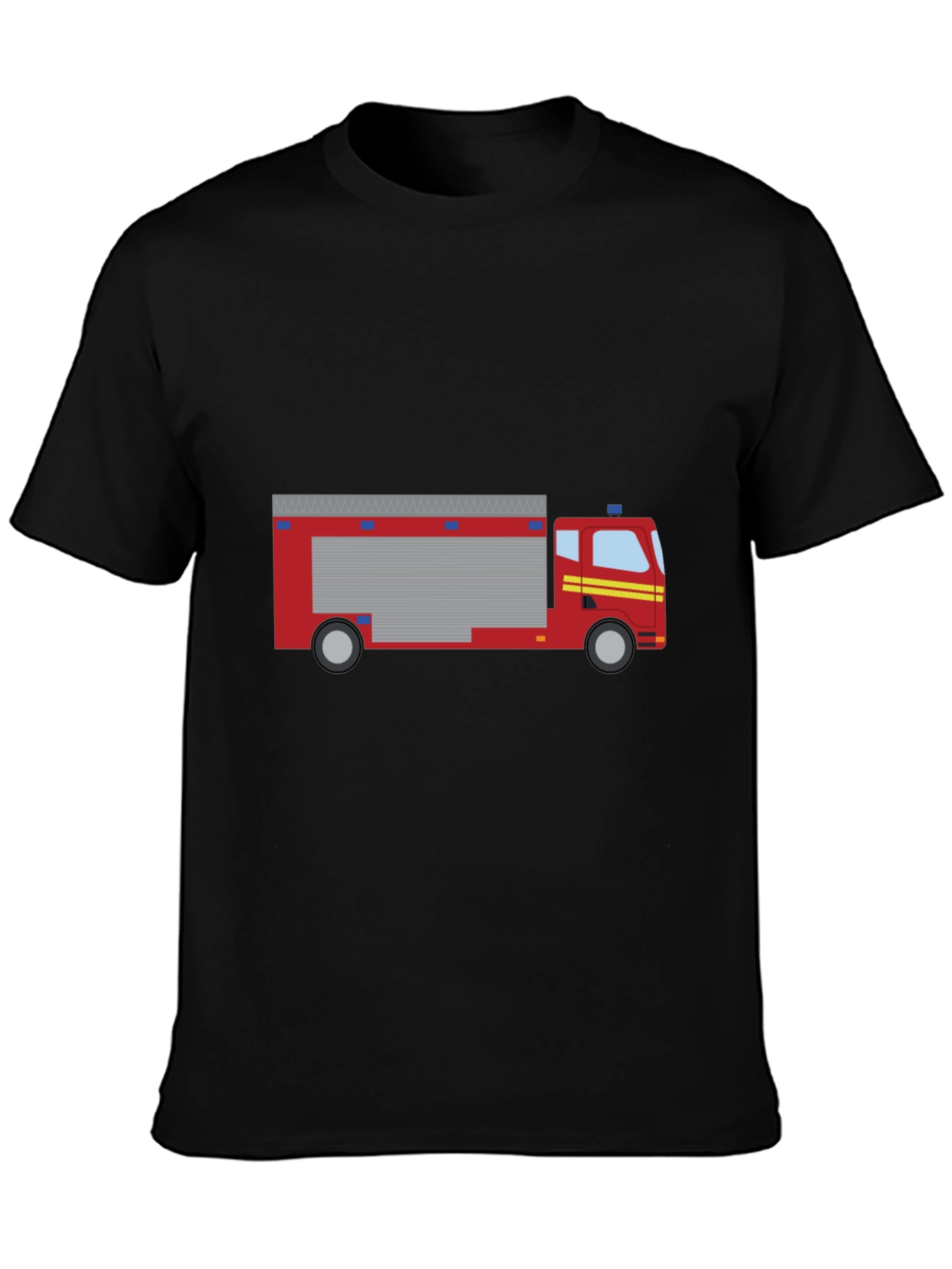 Firetruck Graphic Tee - Black Cotton T-Shirt