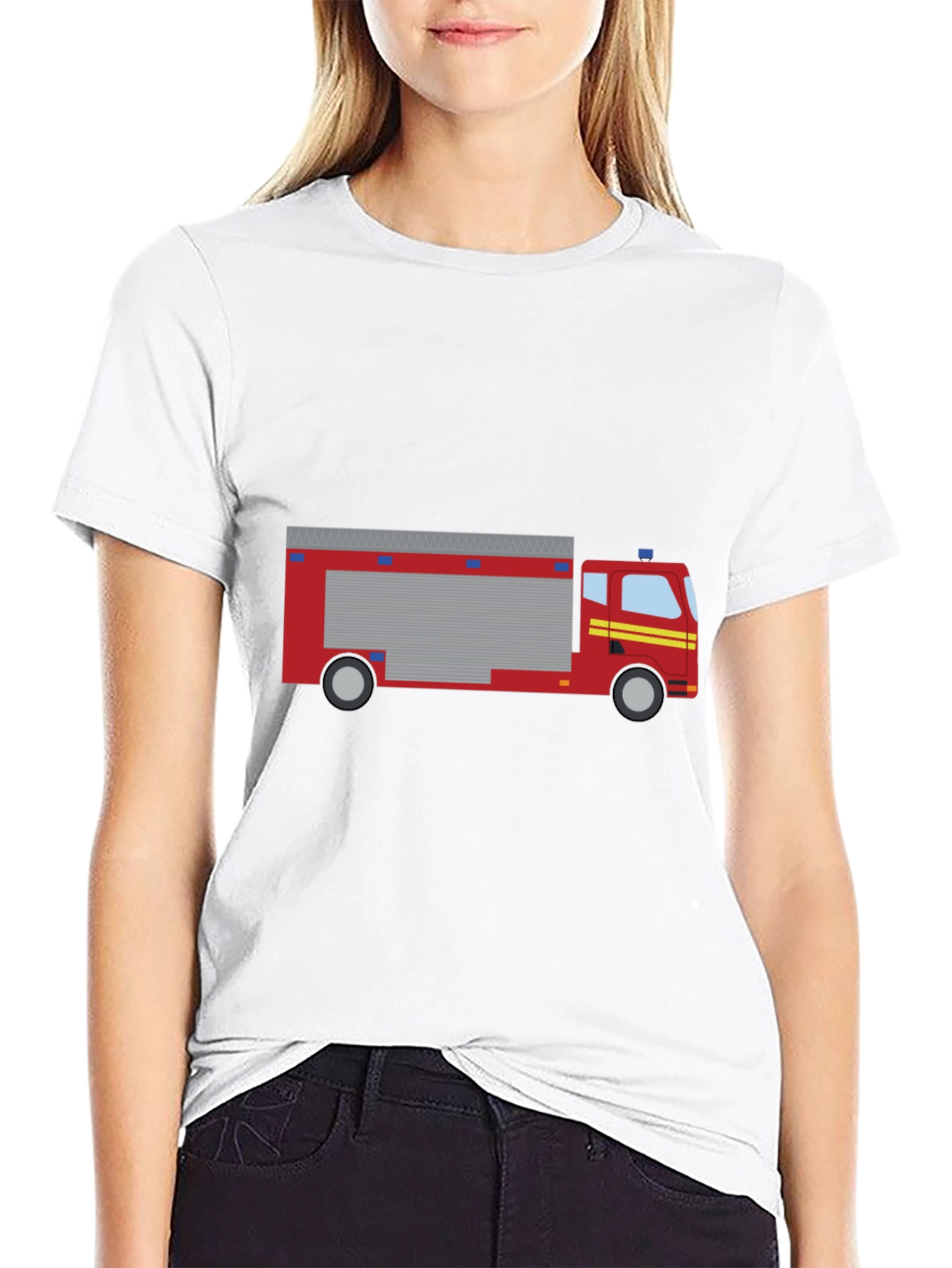 Firetruck Graphic Tee - Black Cotton T-Shirt