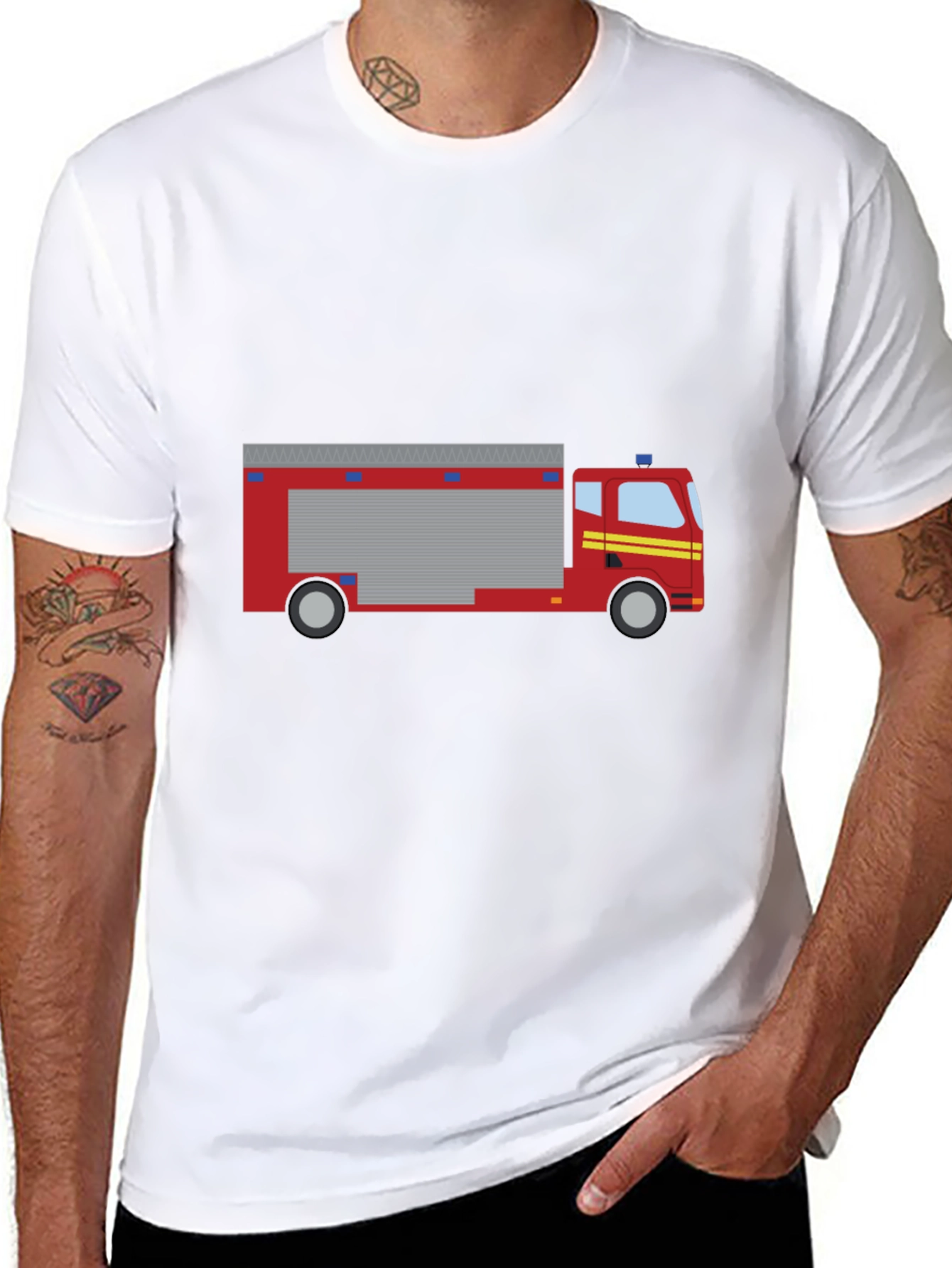 Firetruck Graphic Tee - Black Cotton T-Shirt