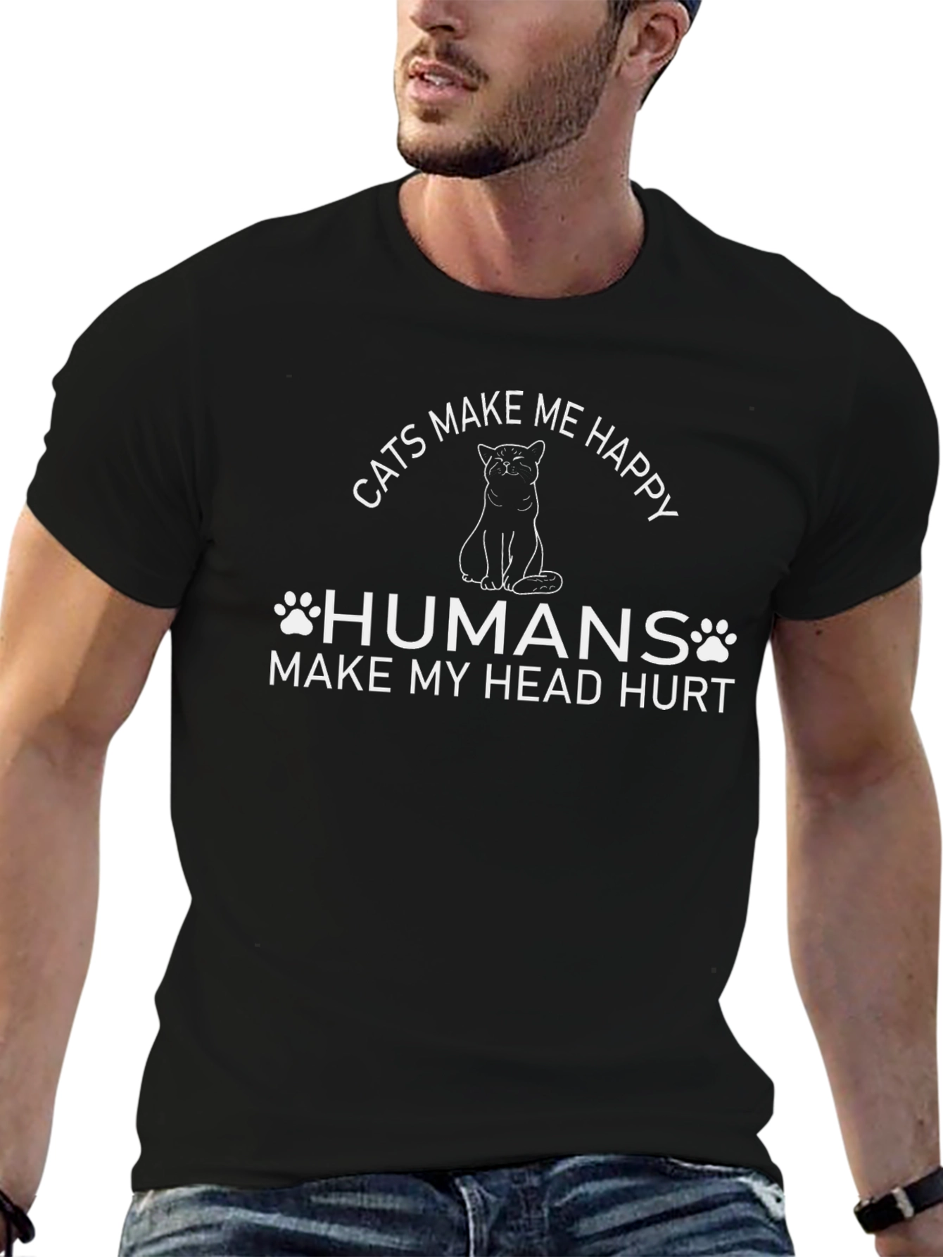 Cats Make Me Happy T-Shirt - Soft Cotton Tee