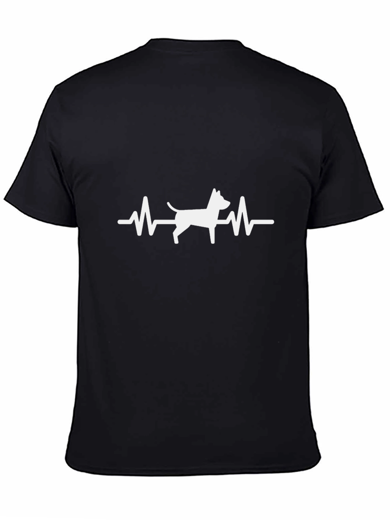 Dog Heartbeat Graphic Tee - Casual Black T-Shirt