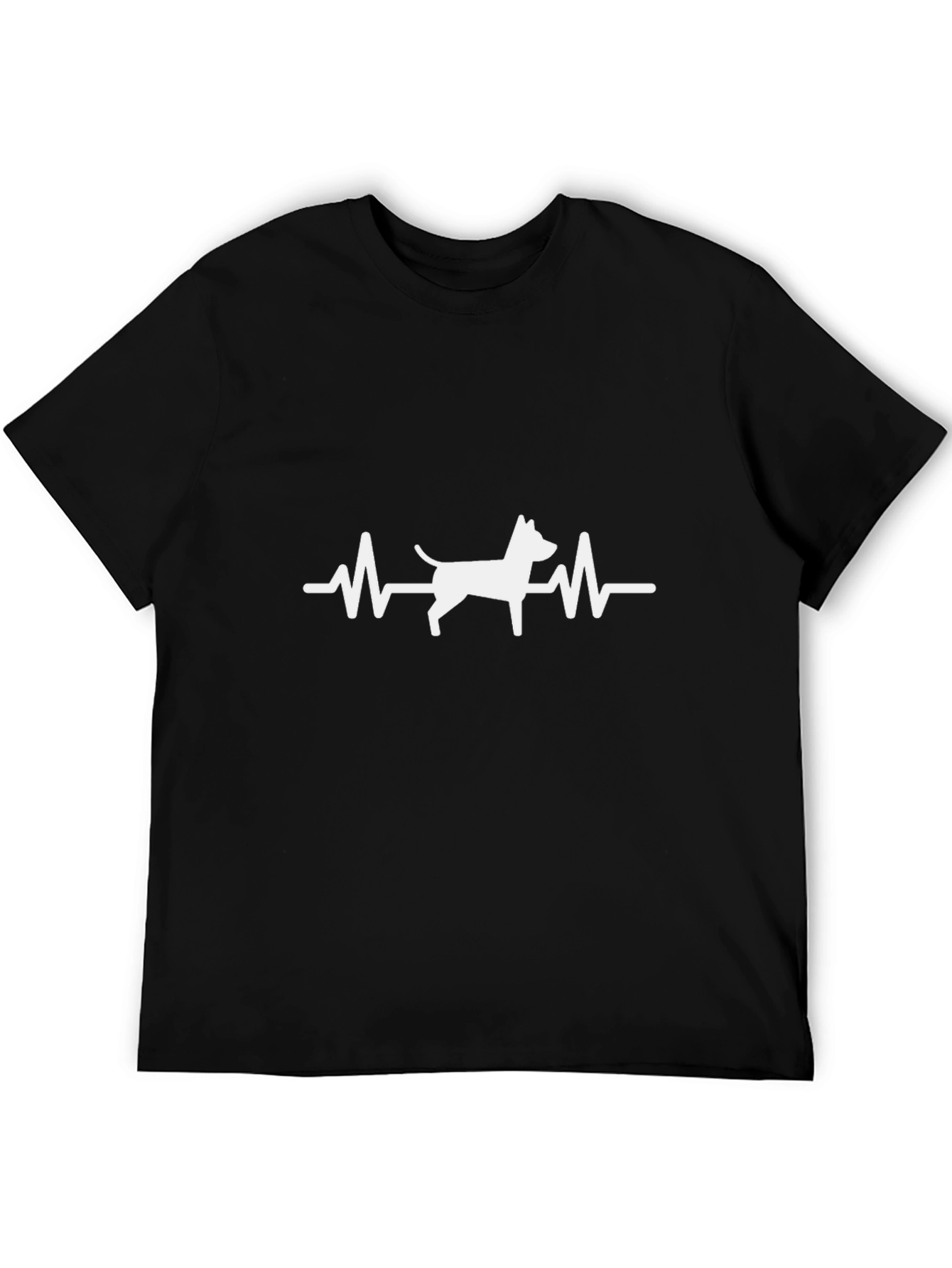 Dog Heartbeat Graphic Tee - Casual Black T-Shirt