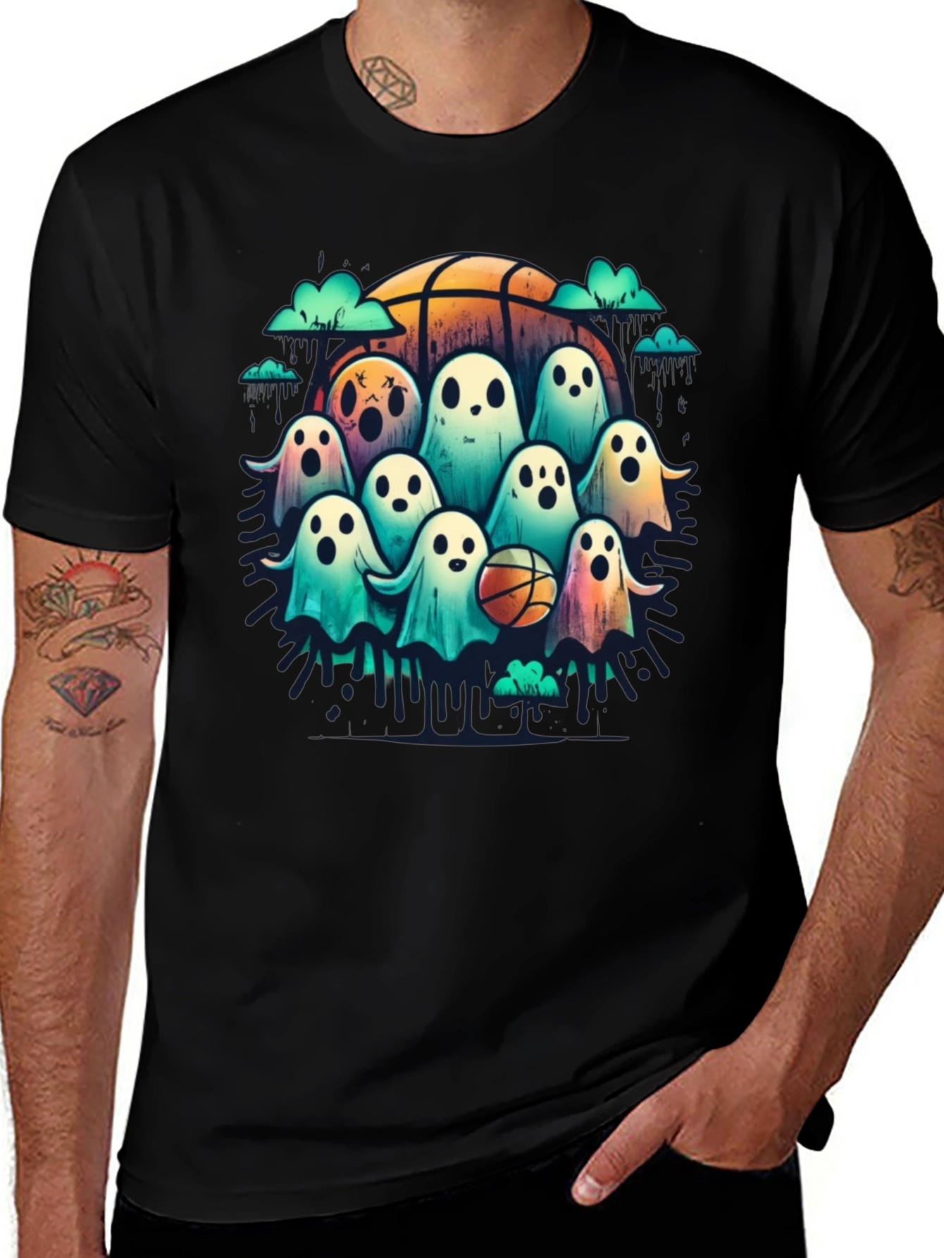 Ghostly Basketball Crew T-Shirt