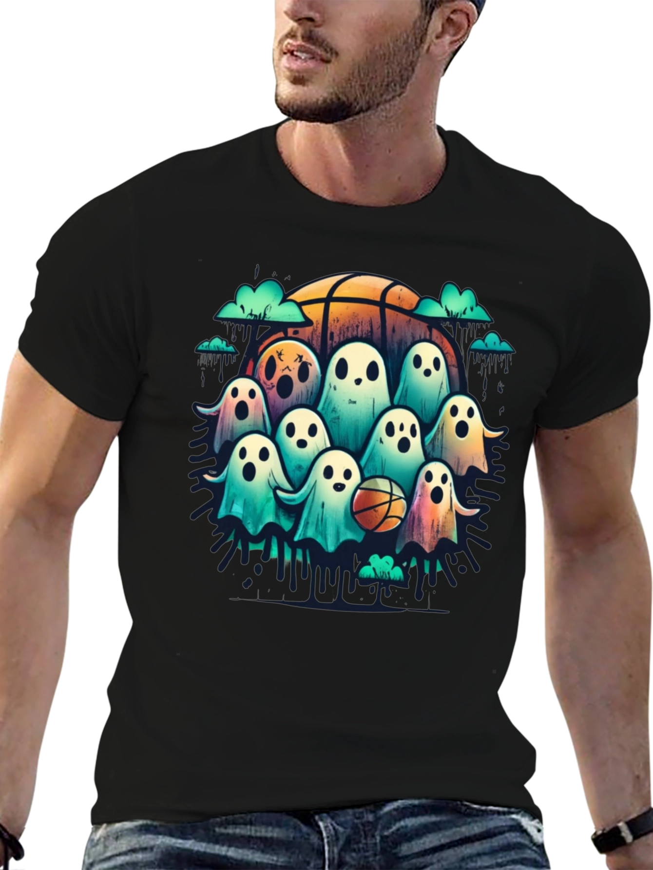 Ghostly Basketball Crew T-Shirt