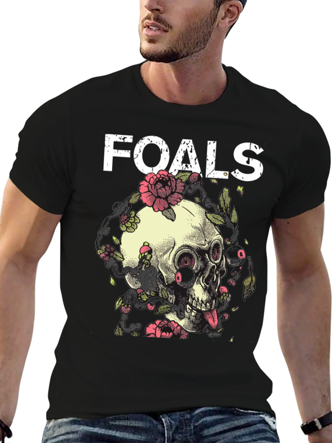 Foals Band Skull & Flowers Graphic T-Shirt