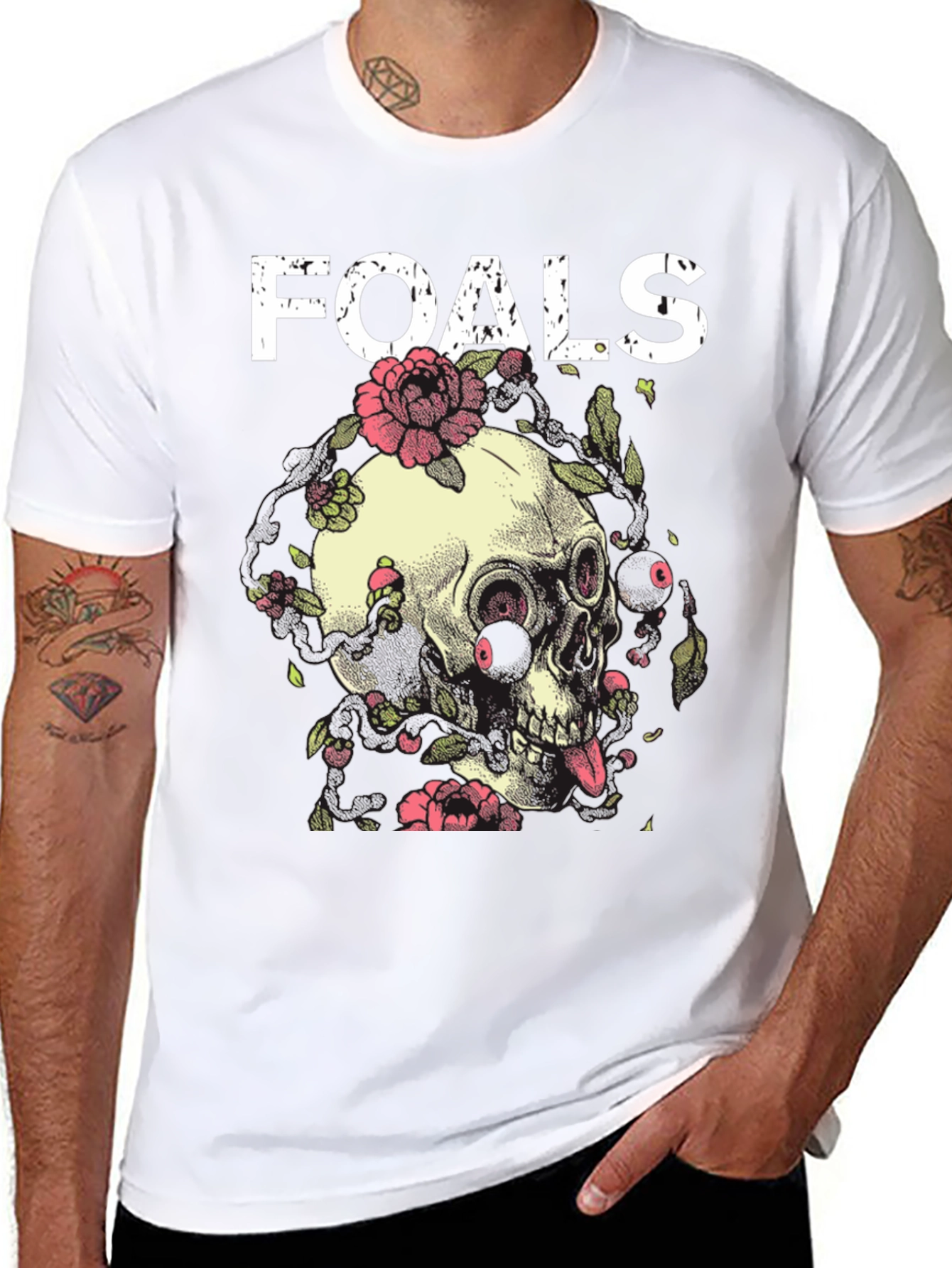 Foals Band Skull & Flowers Graphic T-Shirt