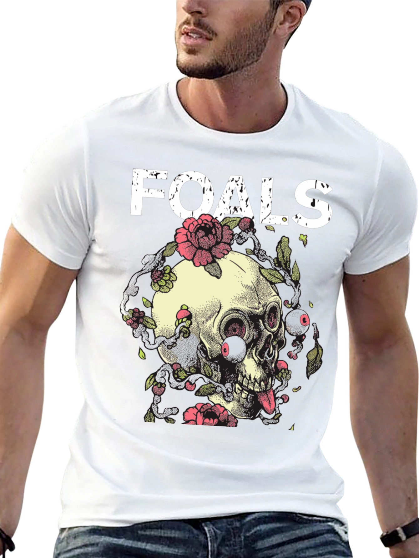 Foals Band Skull & Flowers Graphic T-Shirt