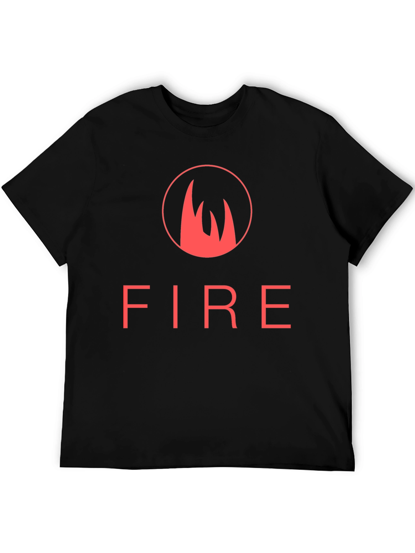 Fire Graphic Tee - Black Crew Neck T-Shirt