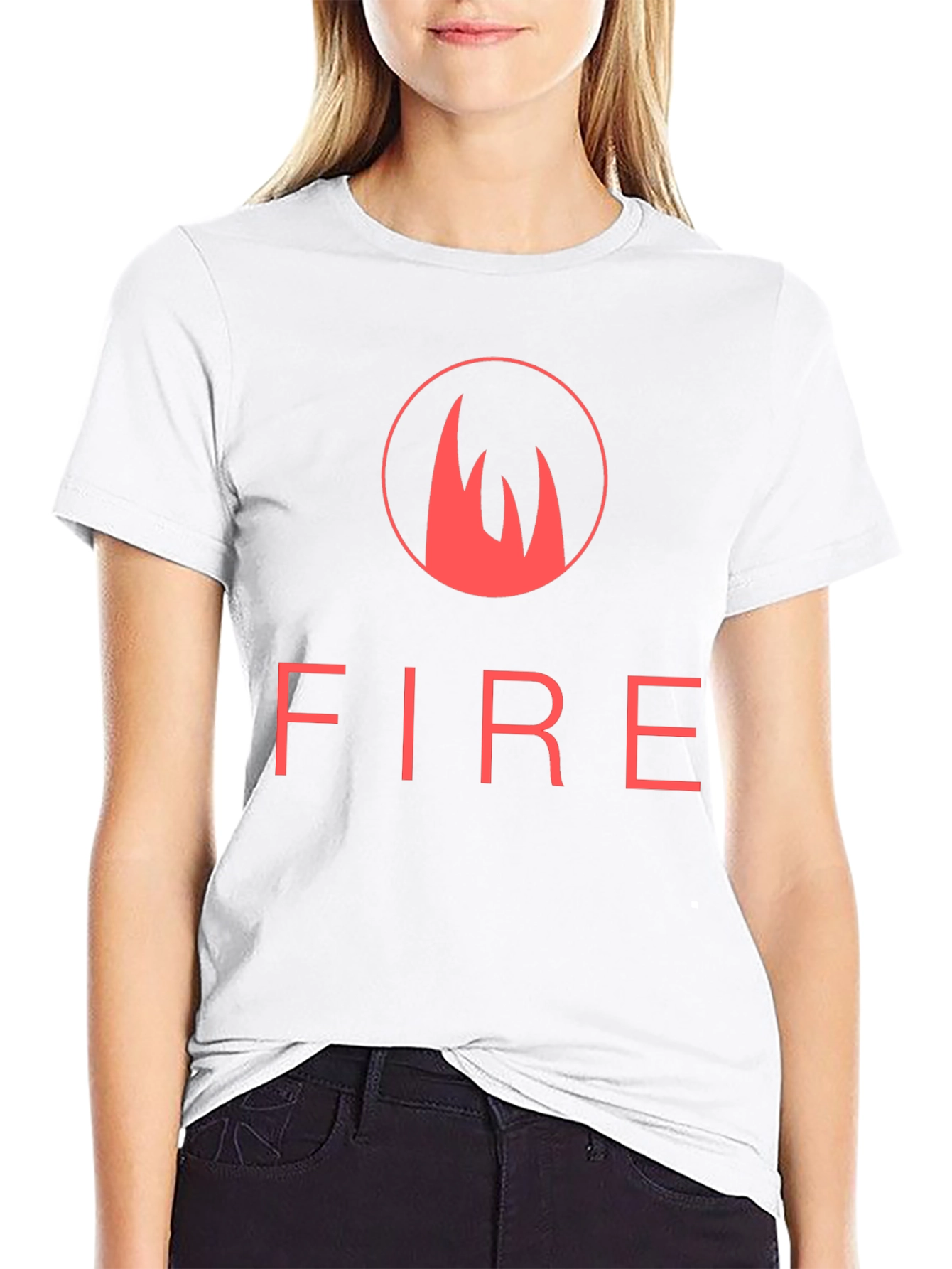 Fire Graphic Tee - Black Crew Neck T-Shirt