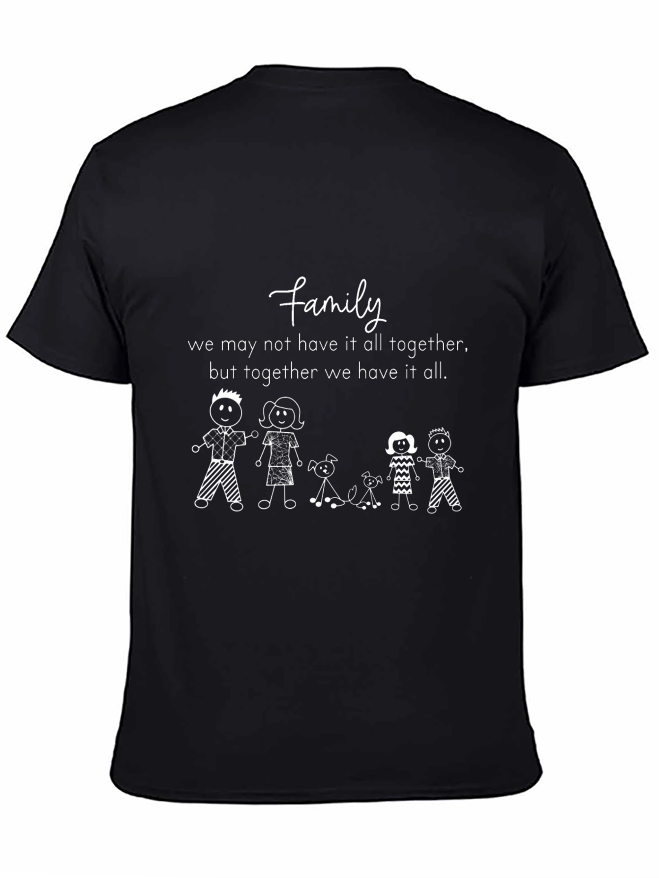 Family Stick Figure Graphic Print T-Shirt