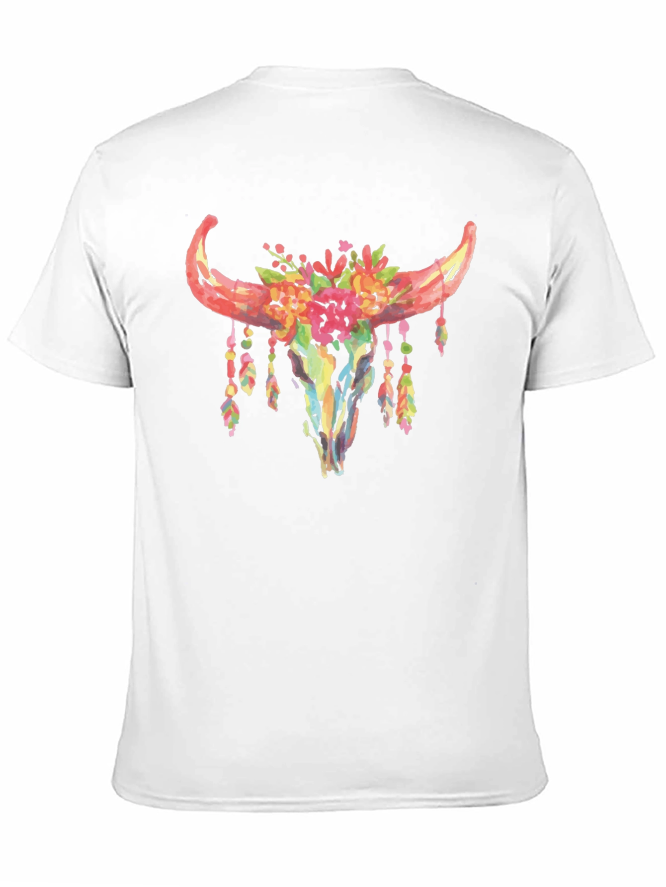 Floral Bull Skull Graphic T-Shirt