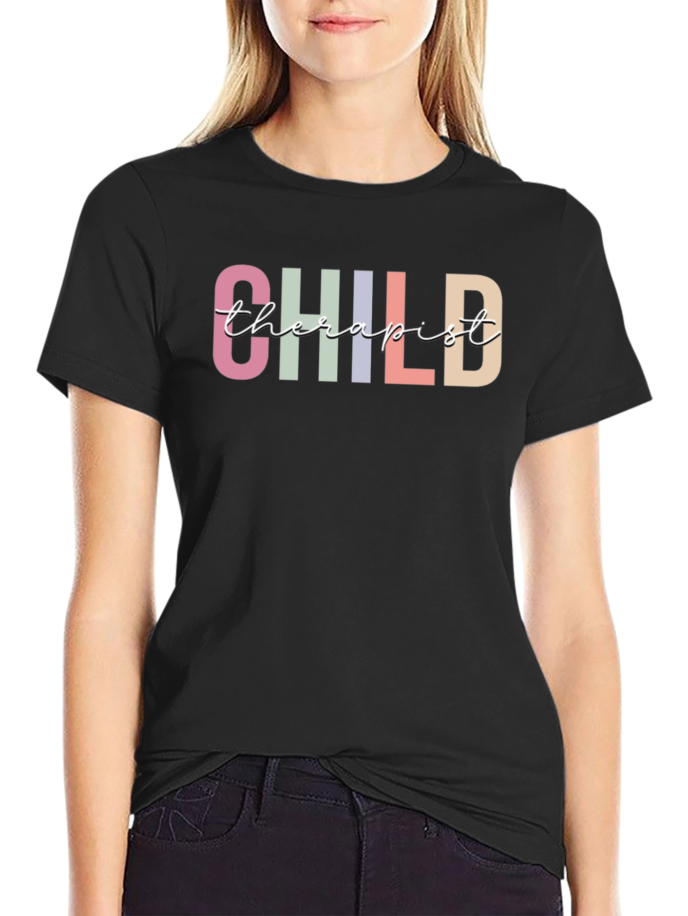 Child Therapist Black Graphic T-Shirt