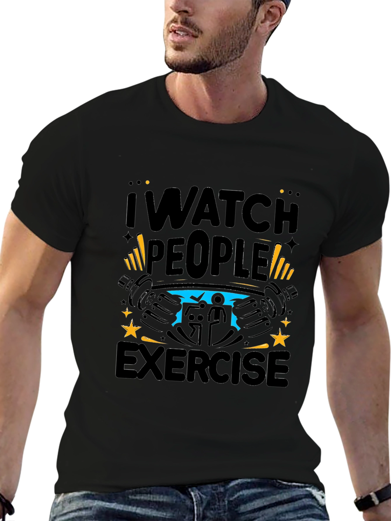 I Watch People Exercise Black T-Shirt