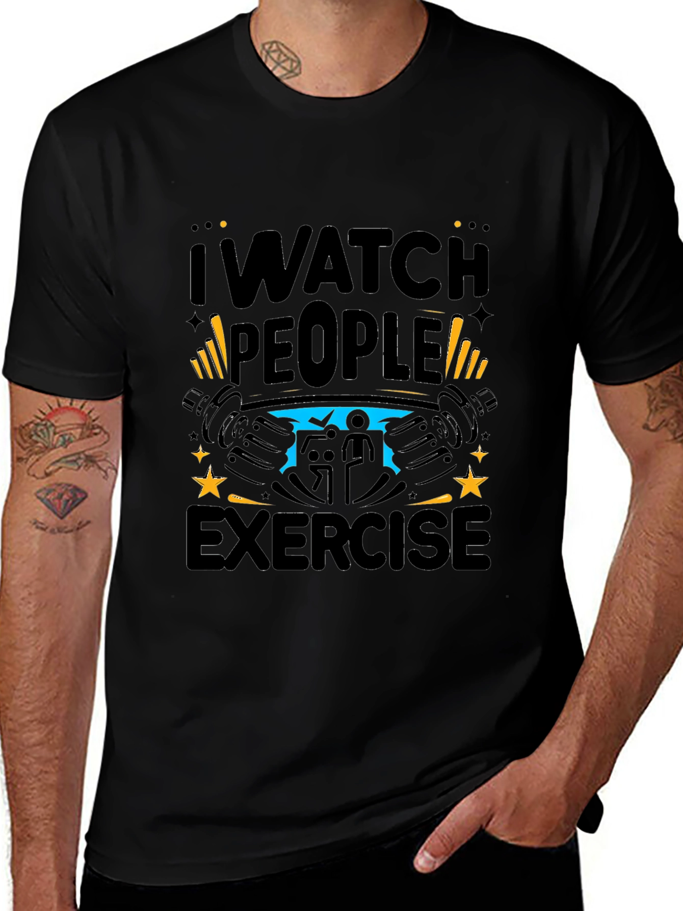 I Watch People Exercise Black T-Shirt