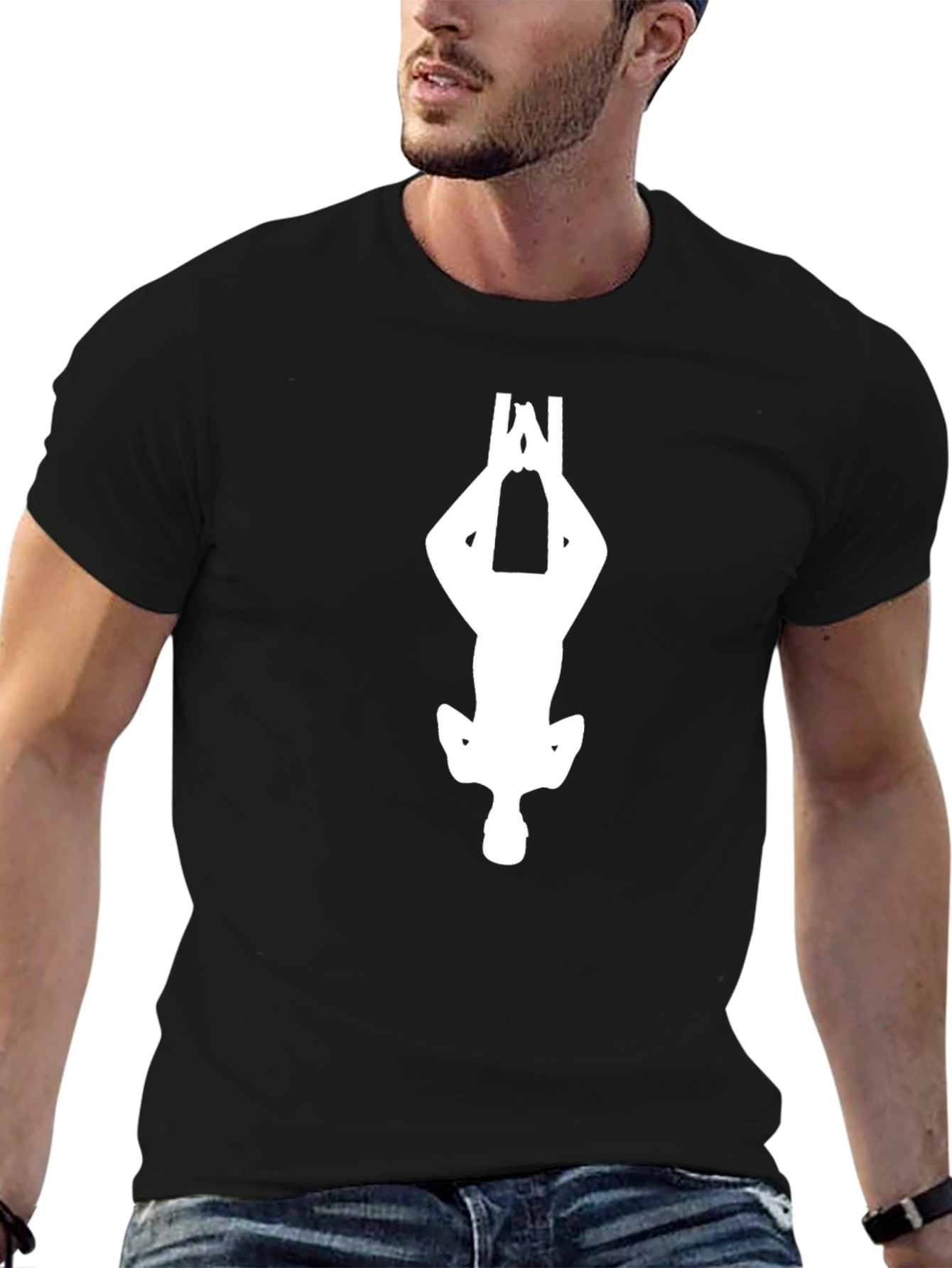 Upside Down Figure Black Tee