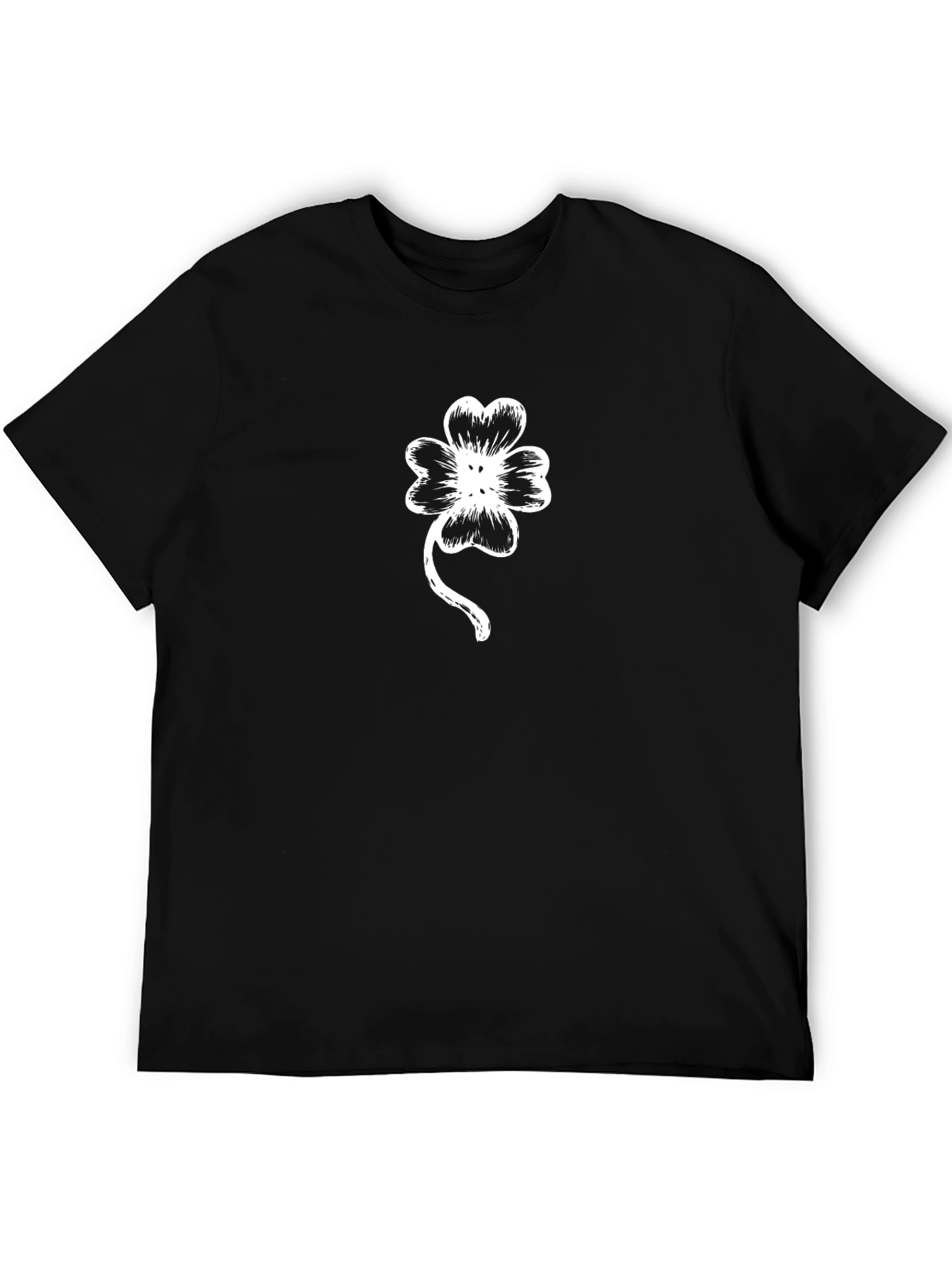 Lucky Clover Graphic Tee - Black Cotton Shirt