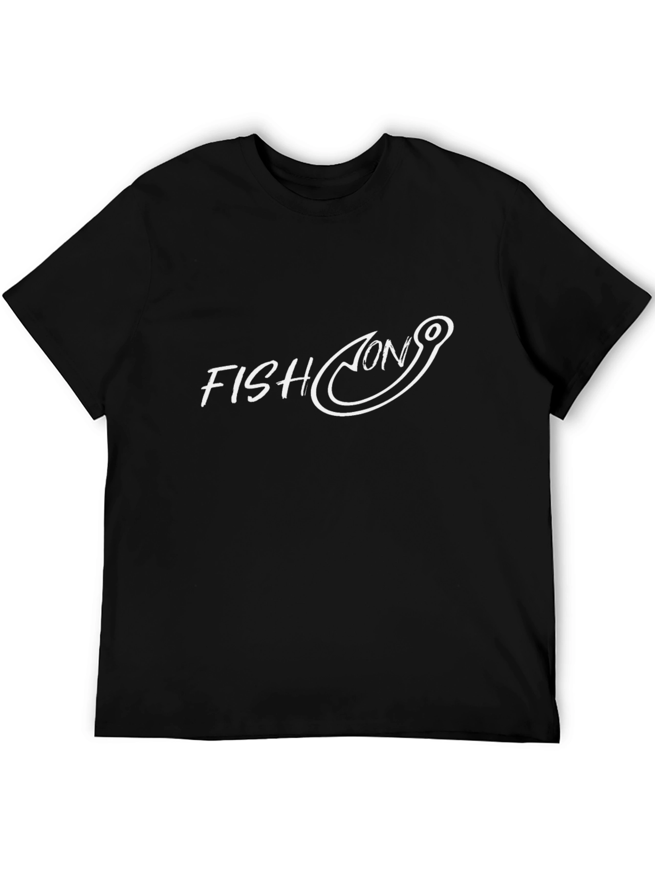 Fish On Graphic Tee - Black Cotton T-Shirt