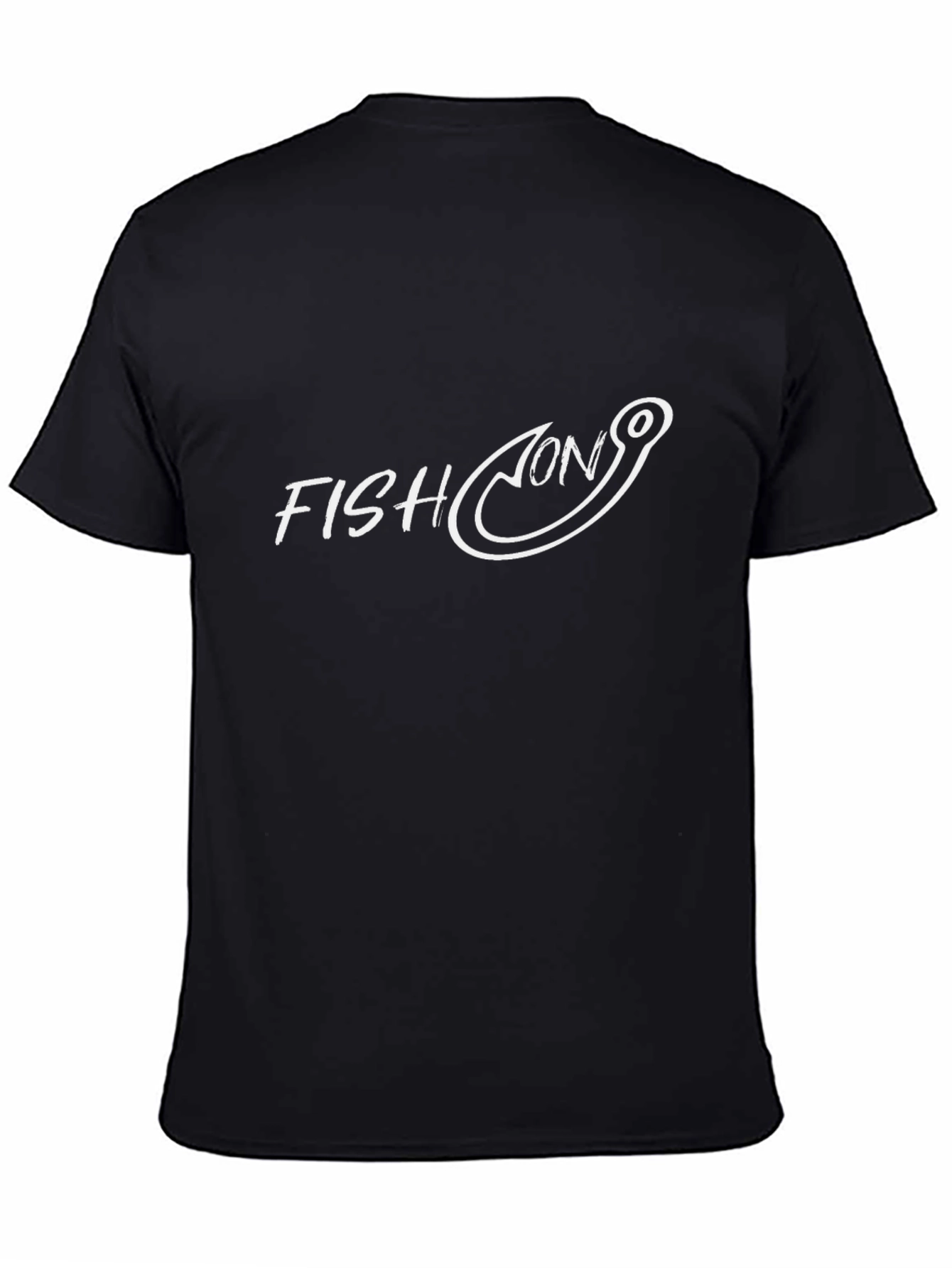 Fish On Graphic Tee - Black Cotton T-Shirt