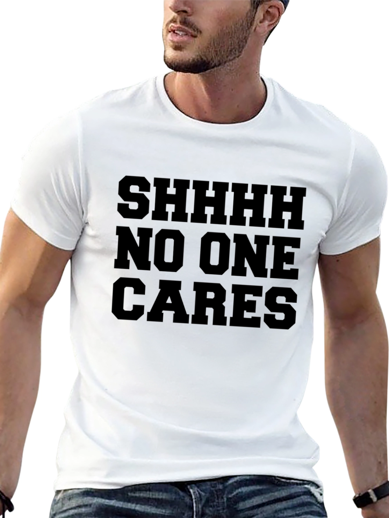 Shhhh No One Cares Black Graphic Tee