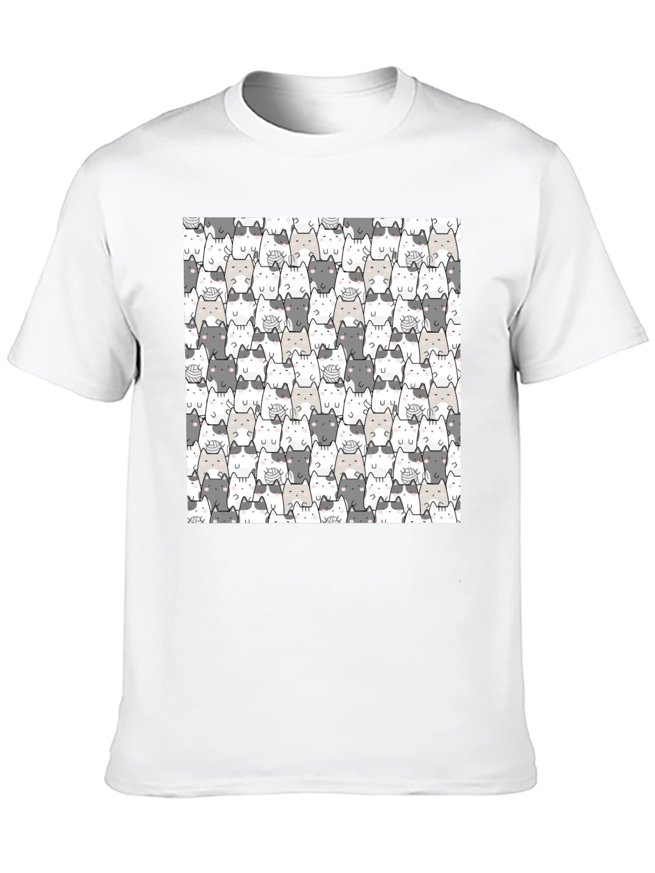Cat Pattern Black T-Shirt