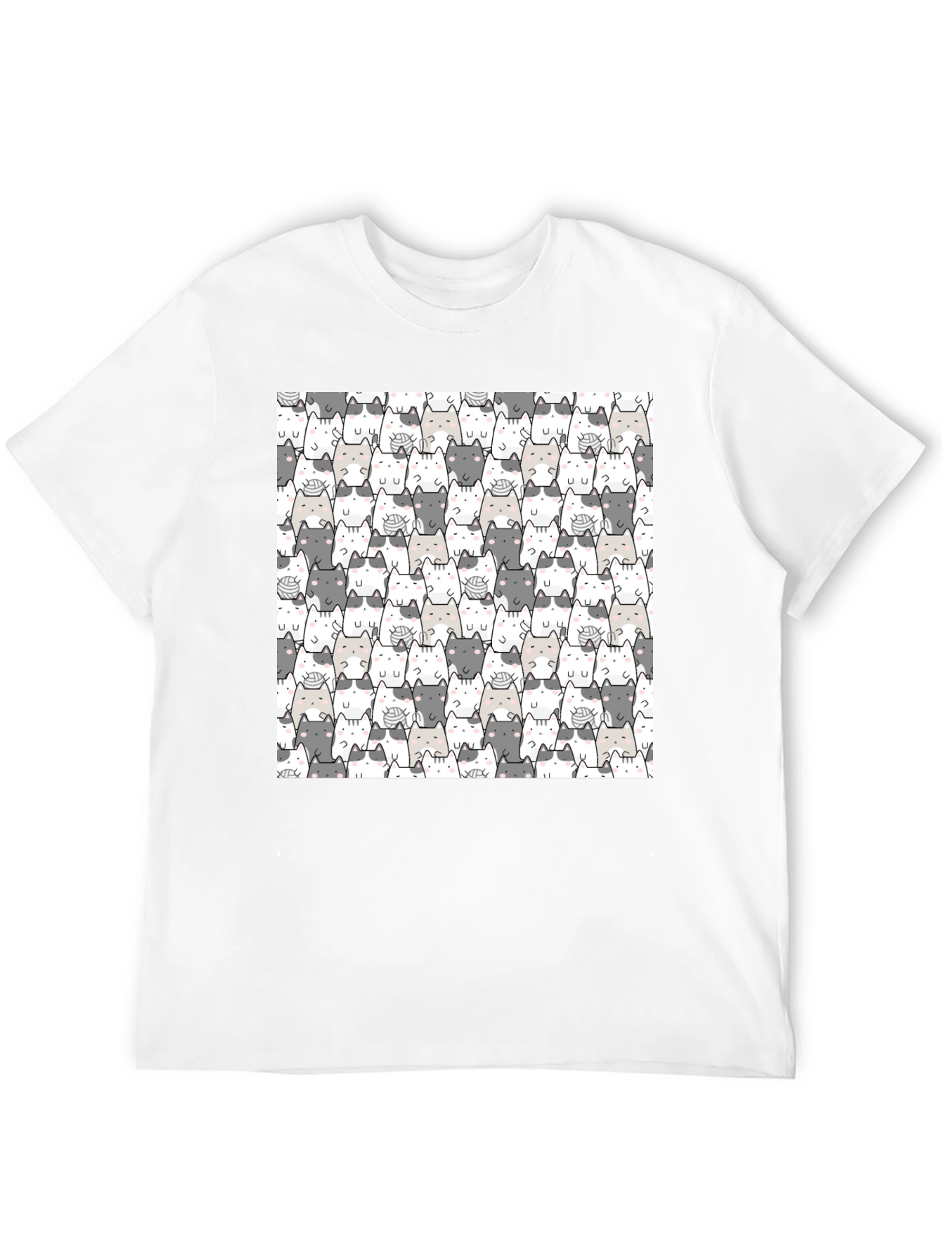 Cat Pattern Black T-Shirt