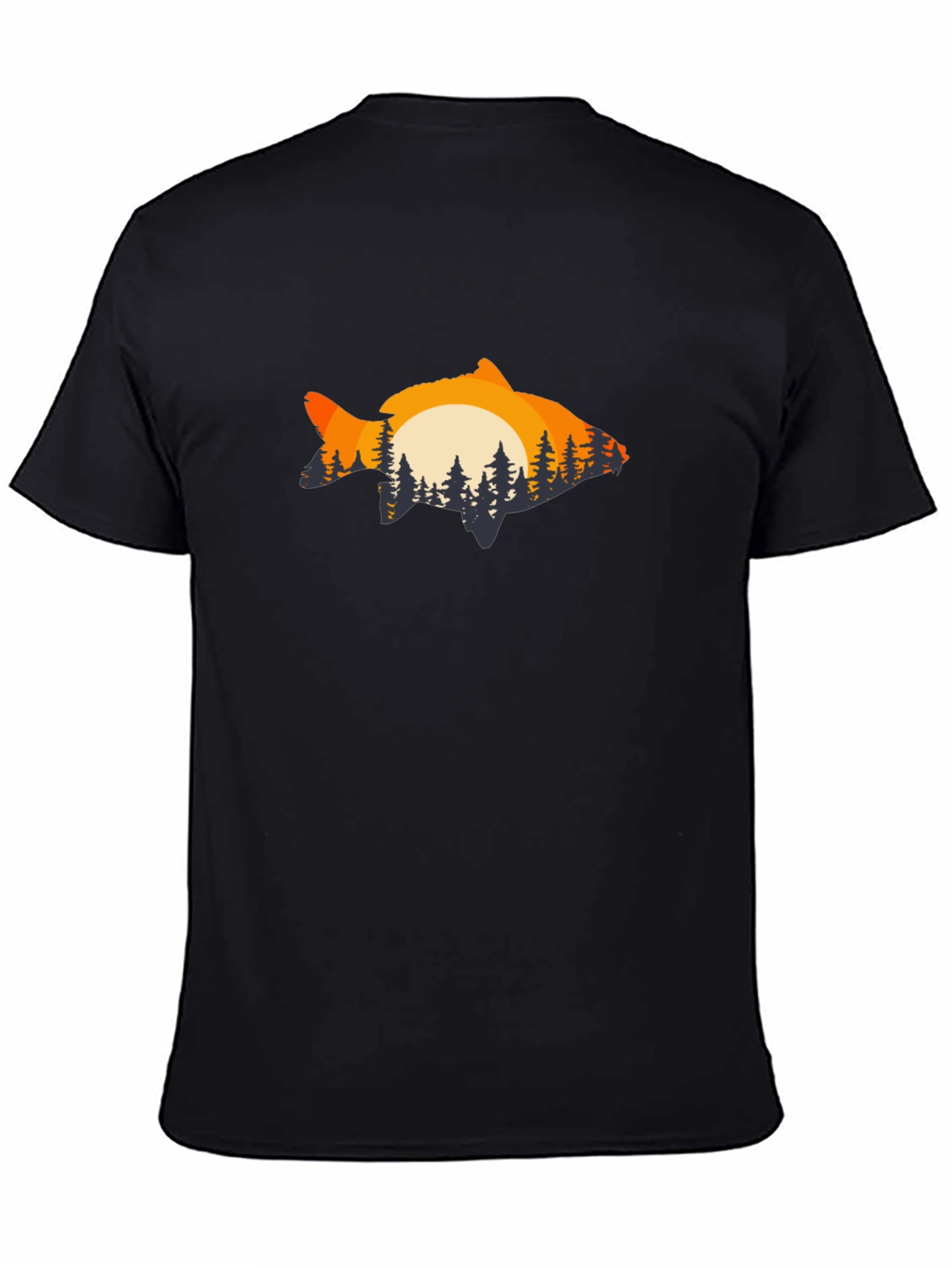 Sunset Fish Graphic Tee - Black Cotton Blend