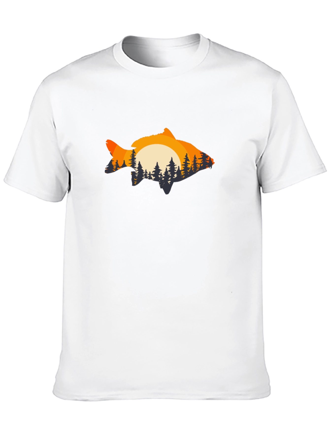 Sunset Fish Graphic Tee - Black Cotton Blend