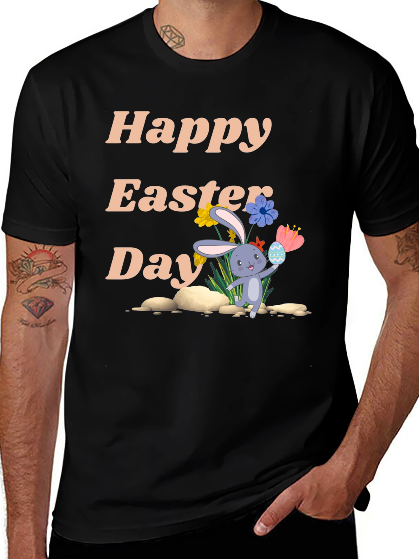 Happy Easter Day Black T-Shirt