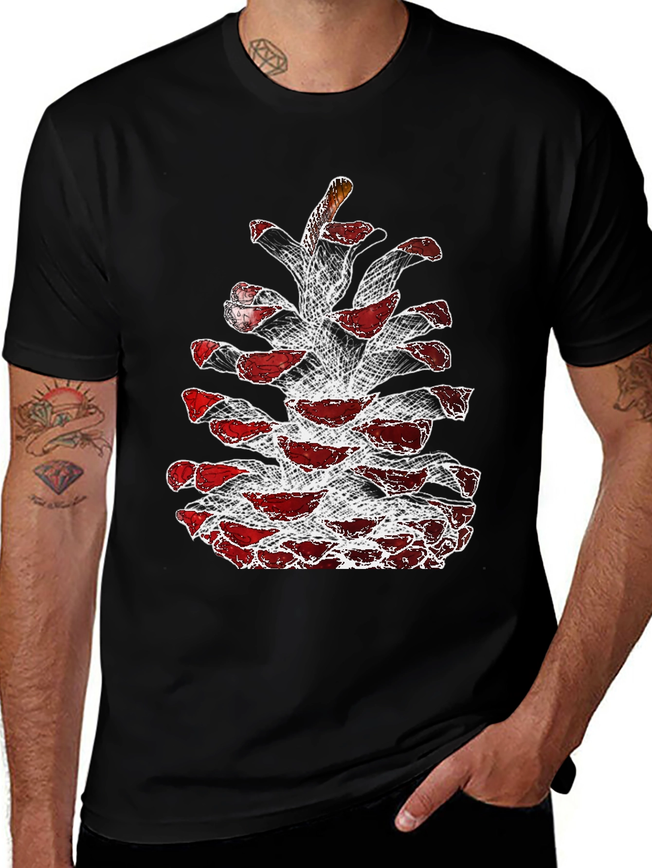 Pine Cone Graphic Tee - Unique Nature Design