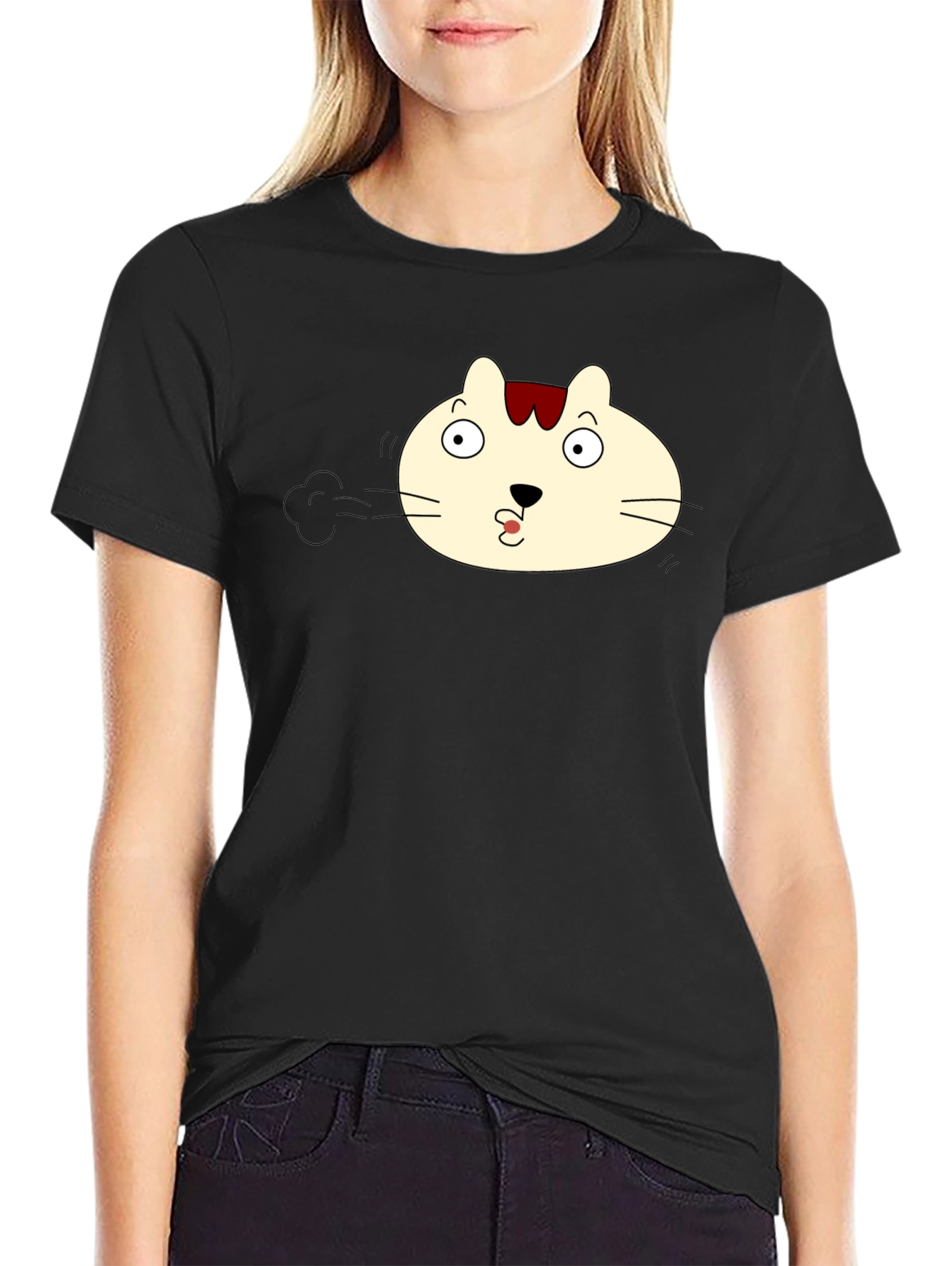 Funny Cat Pout Black T-Shirt